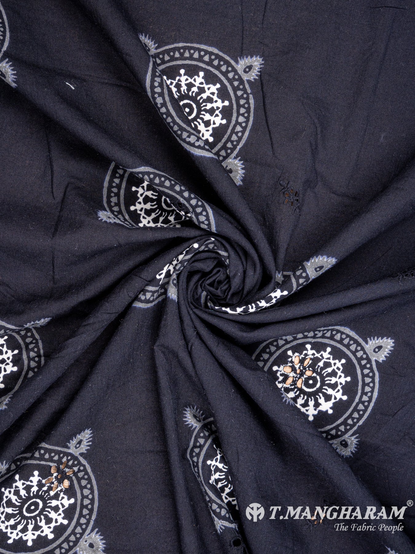 Black Cotton Embroidery Fabric - EA2180 view-1