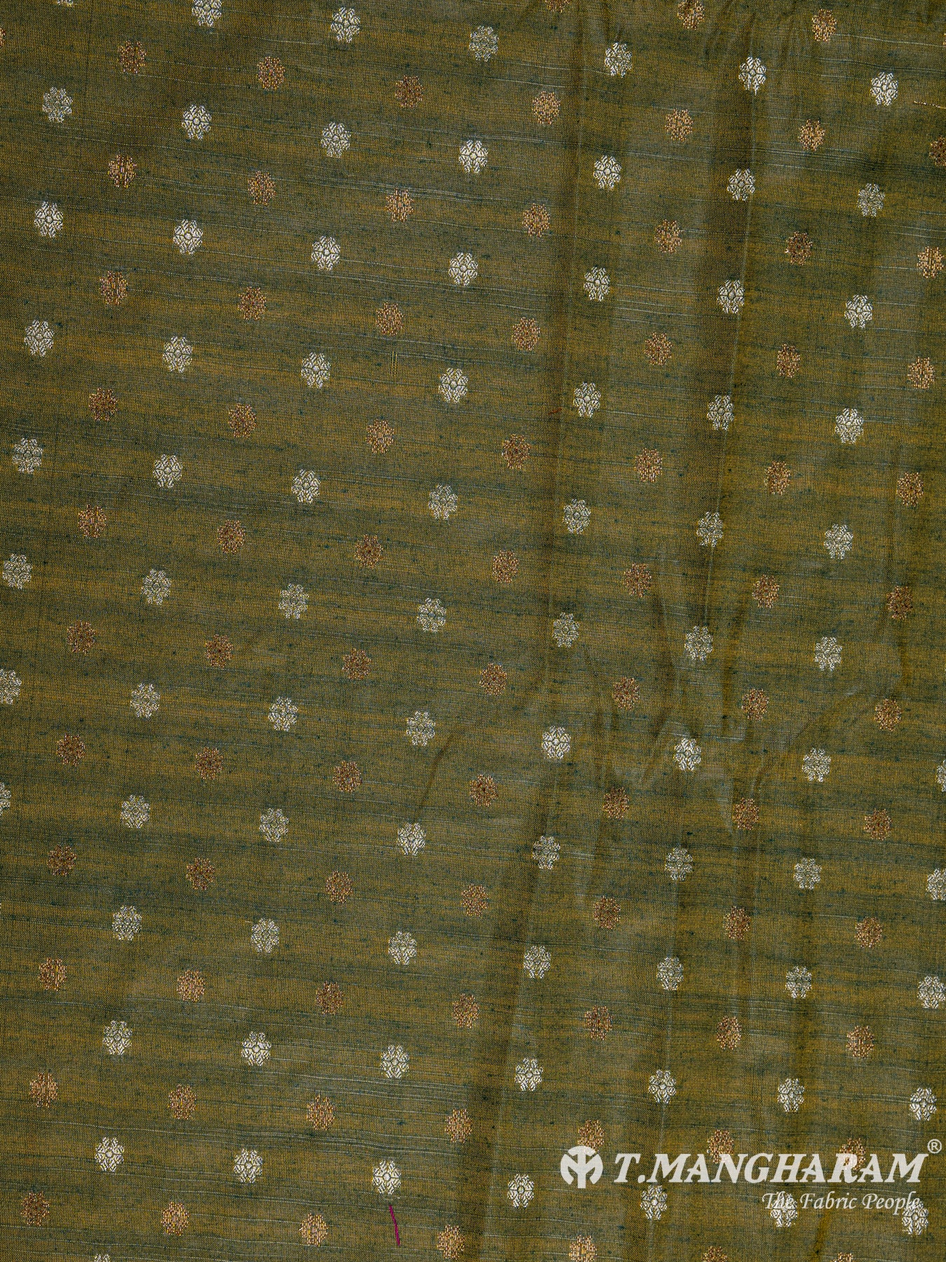 Green Semi Banaras Fabric - EC6467 view-3