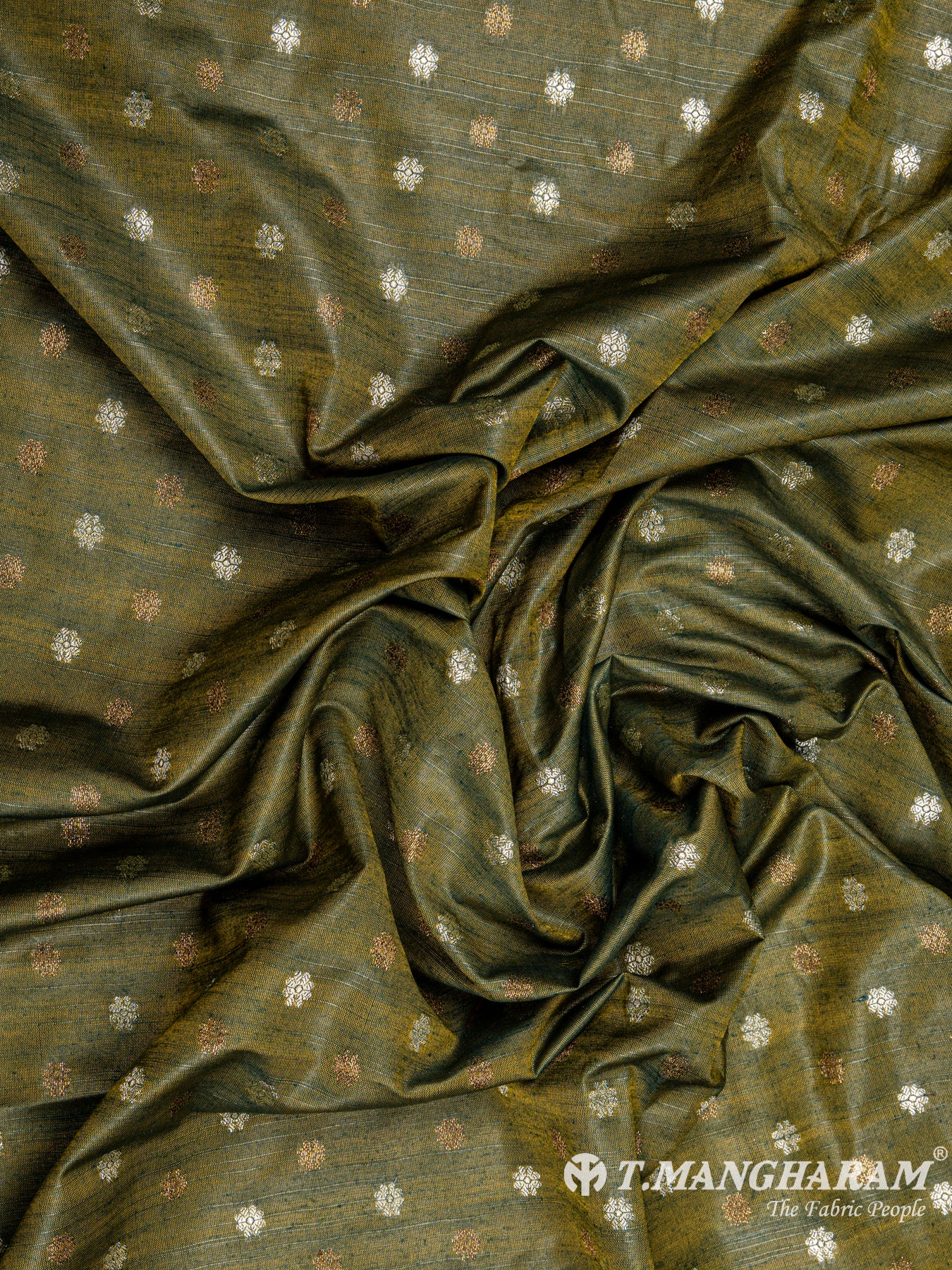 Green Semi Banaras Fabric - EC6467 view-4