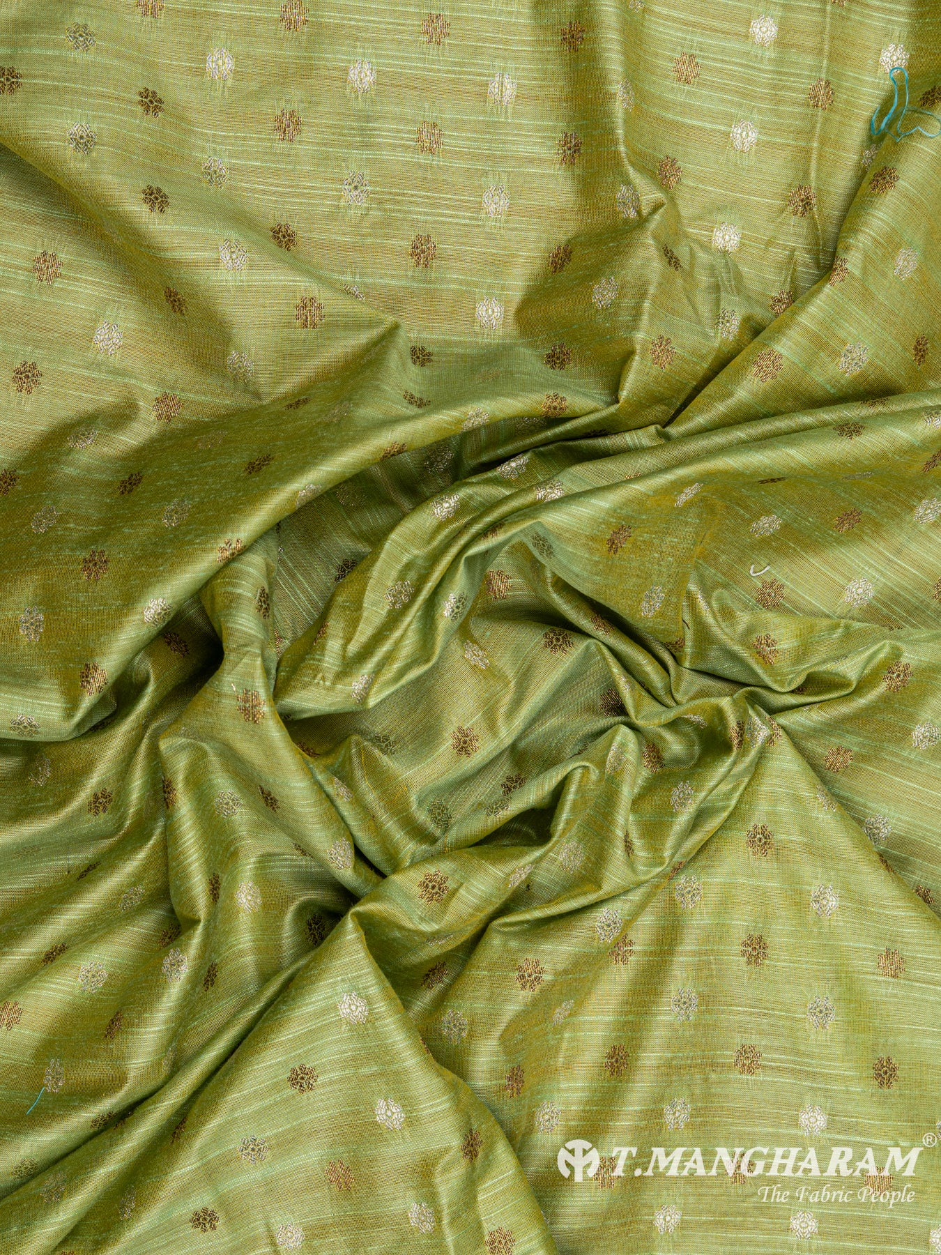 Green Semi Banaras Fabric - EC6470 view-4