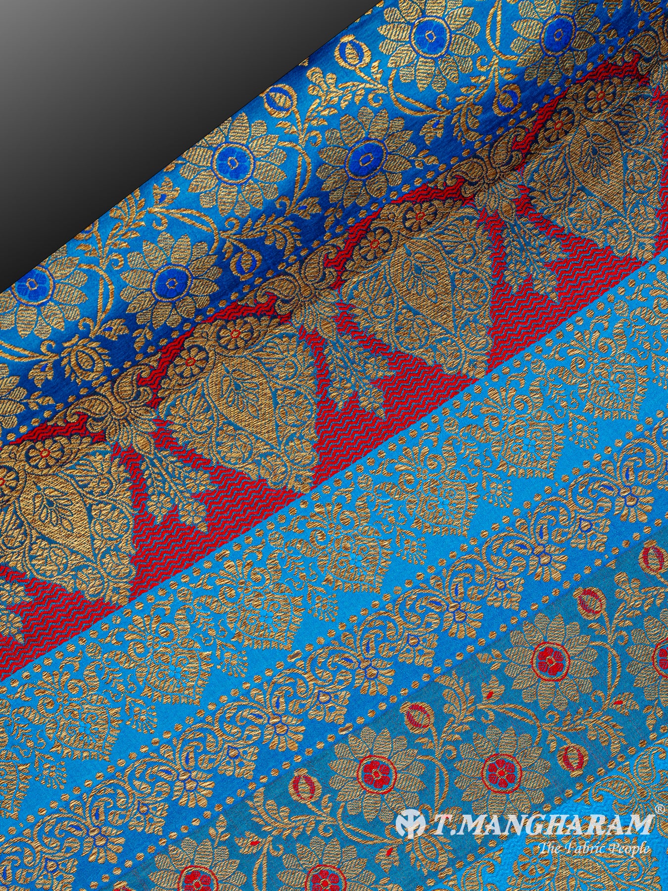 Blue Semi Banaras Fabric - EC6490 view-2