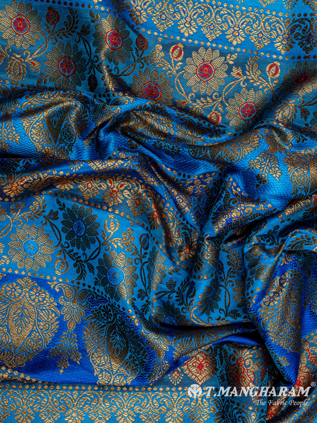 Blue Semi Banaras Fabric - EC6490 view-4