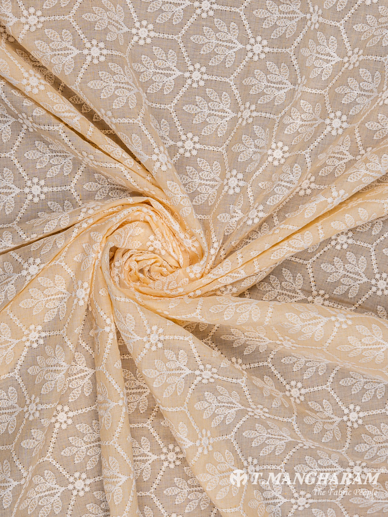 Beige Cotton Embroidery Fabric - EB4808 view-1
