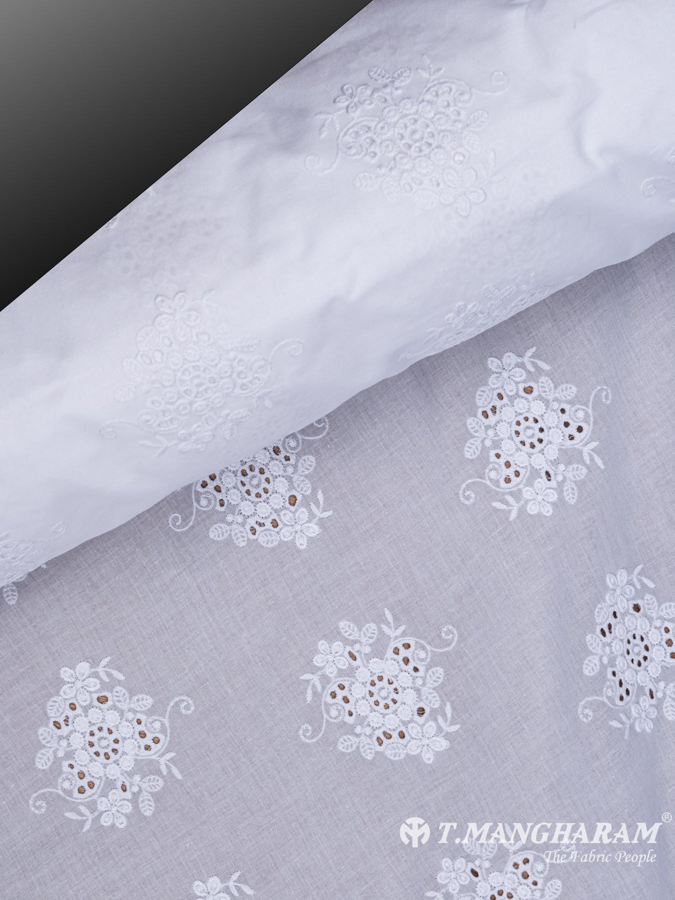 White Cotton Embroidery Fabric - EC6493 view-2