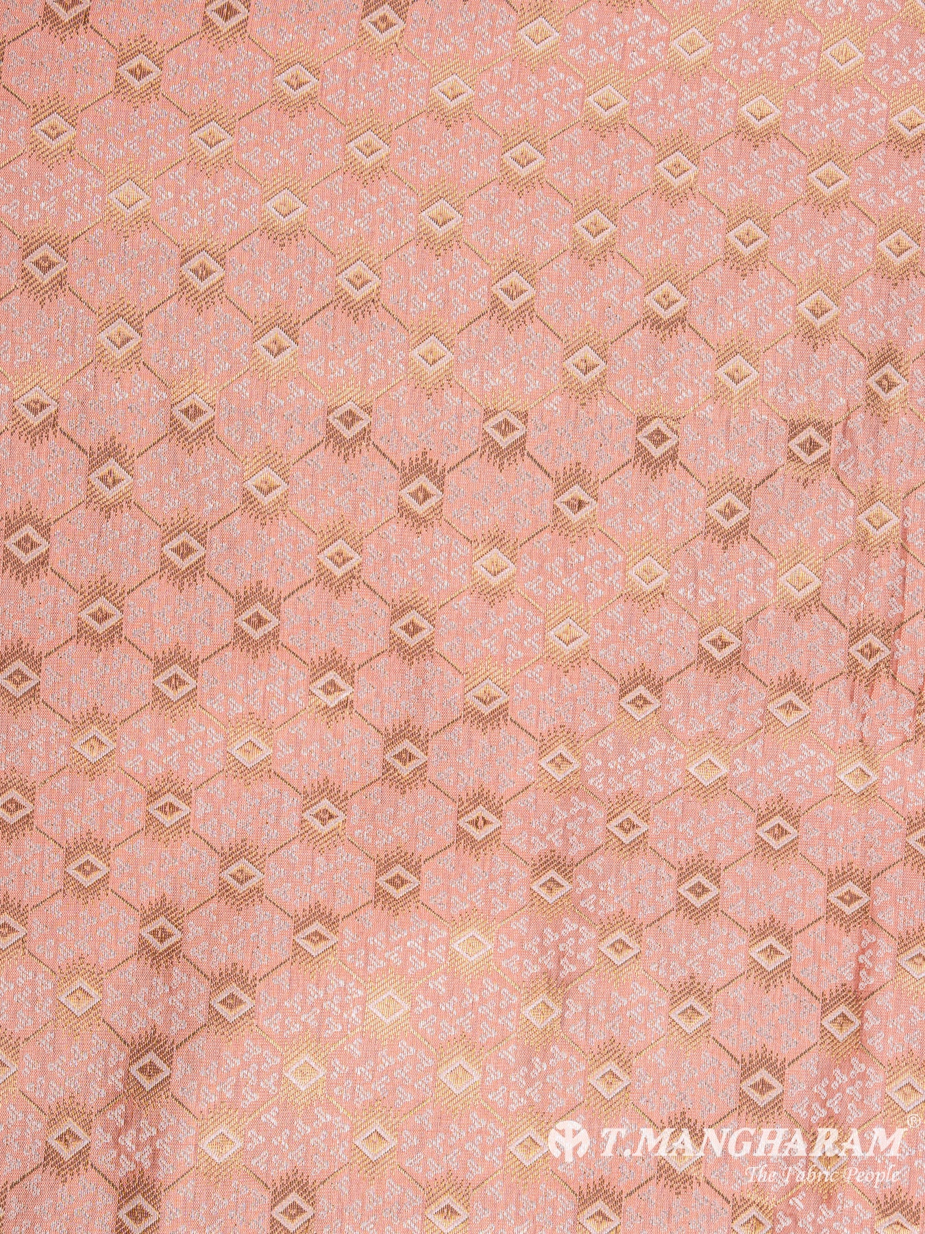 Peach Semi Banaras Fabric - EC6477 view-3