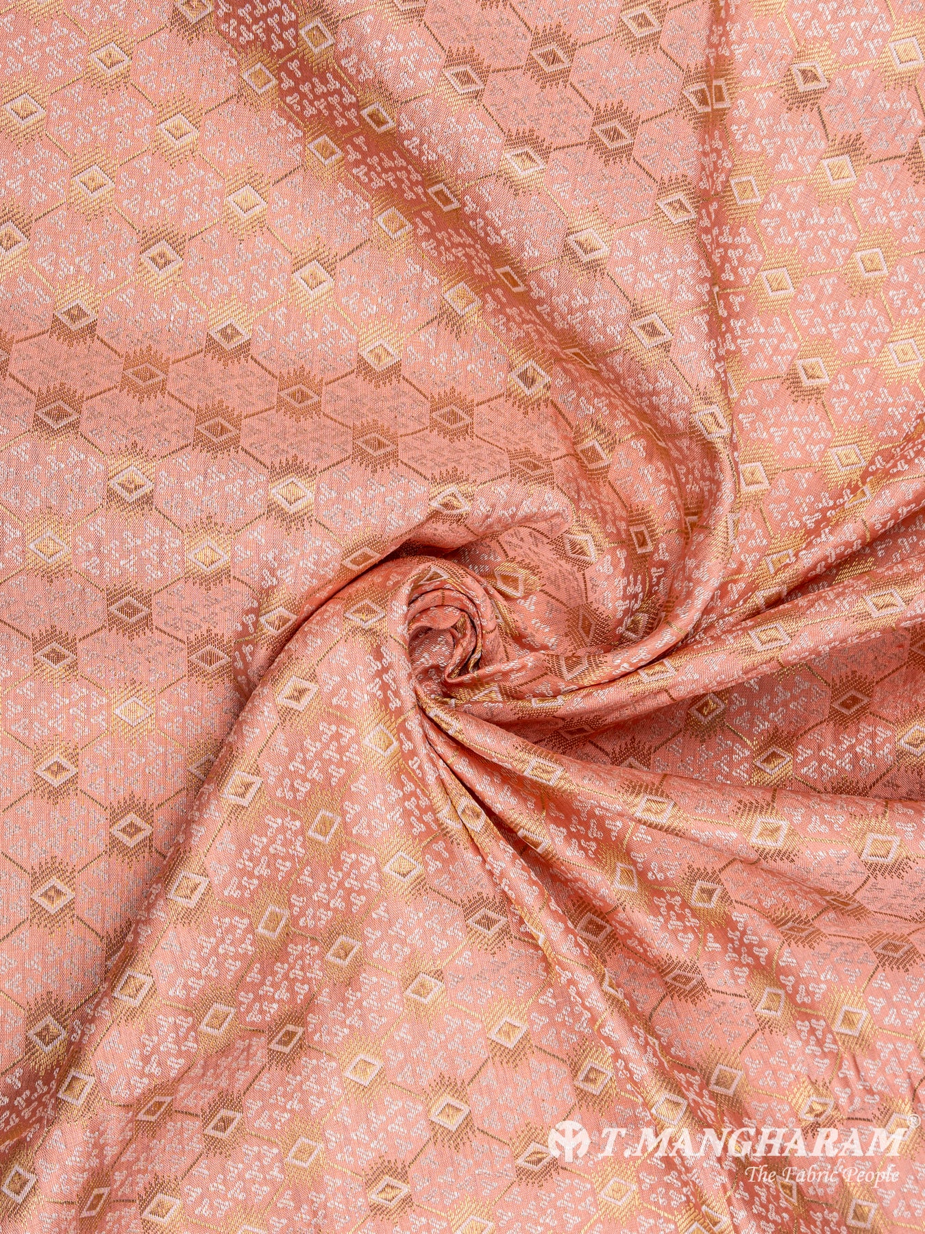 Peach Semi Banaras Fabric - EC6477 view-1