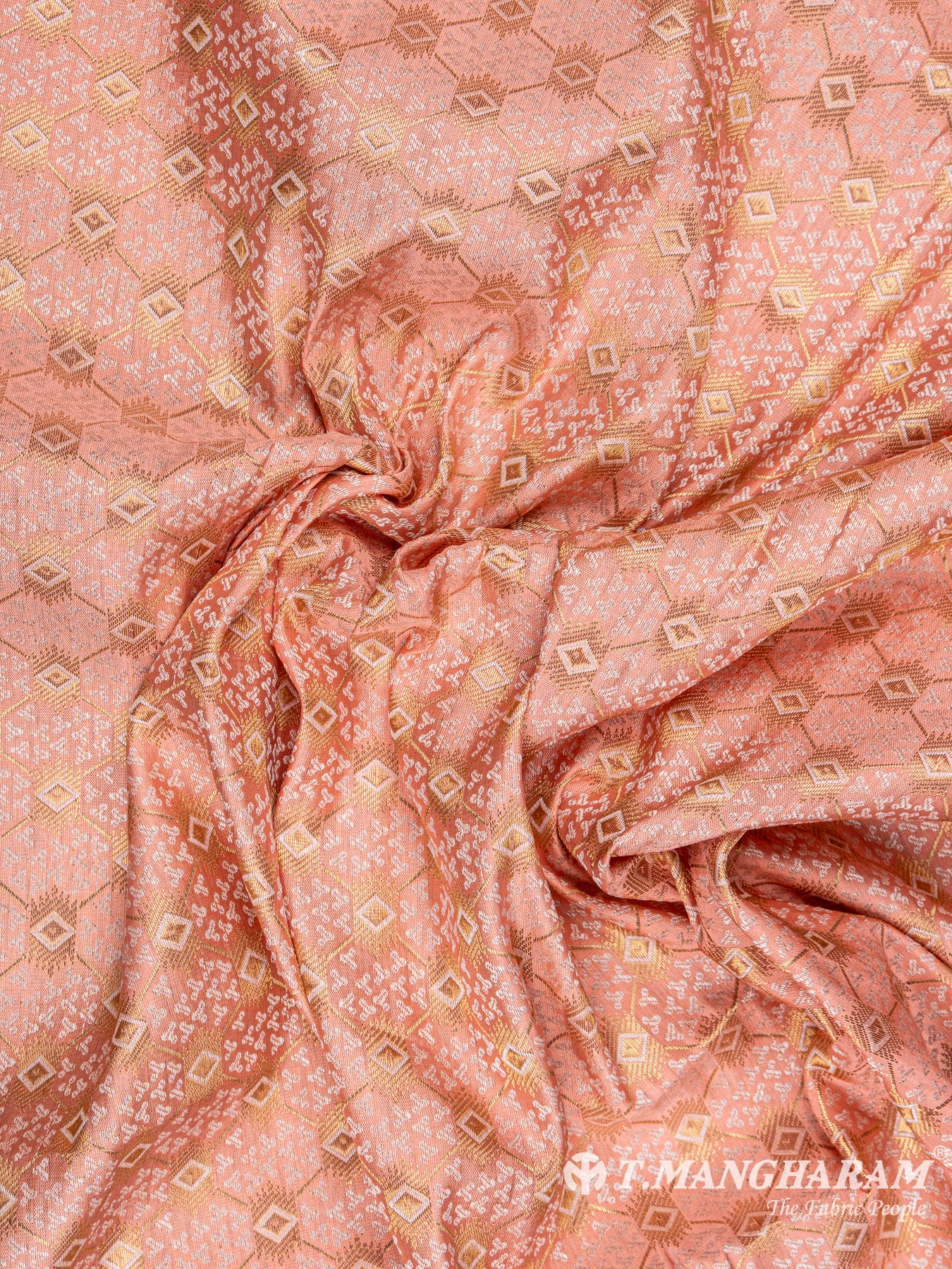 Peach Semi Banaras Fabric - EC6477 view-4