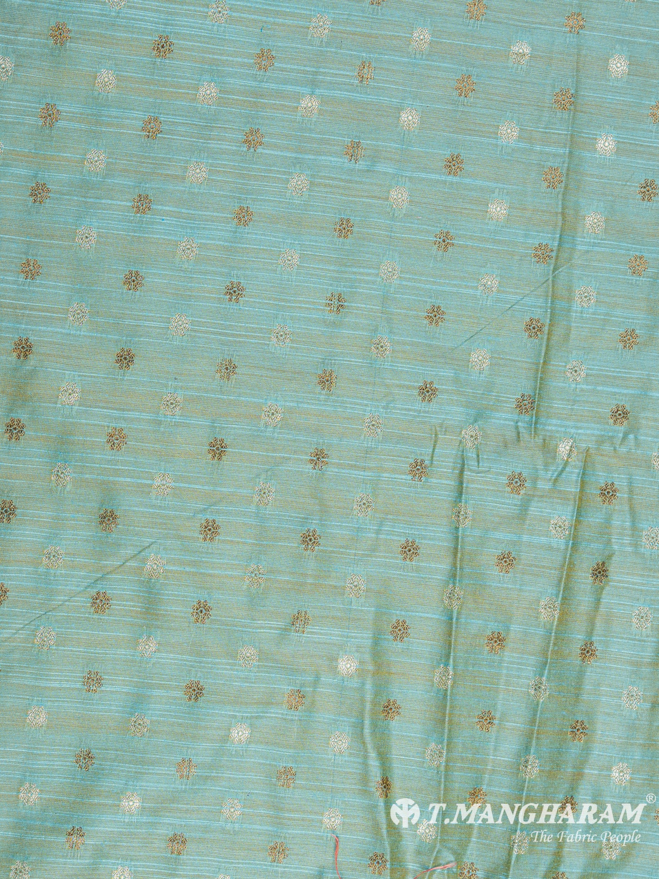 Green Semi Banaras Fabric - EC6466 view-3