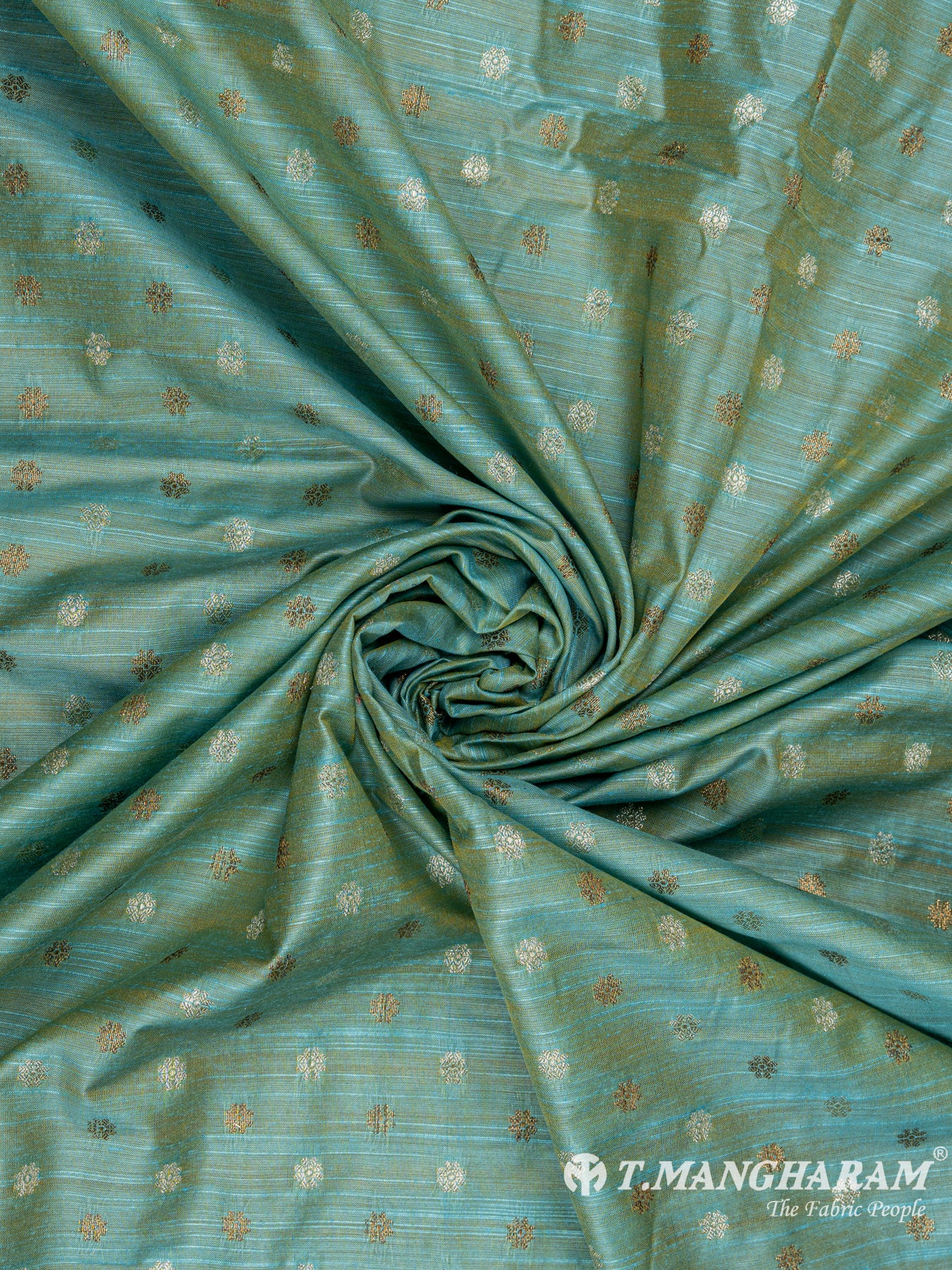 Green Semi Banaras Fabric - EC6466 view-1