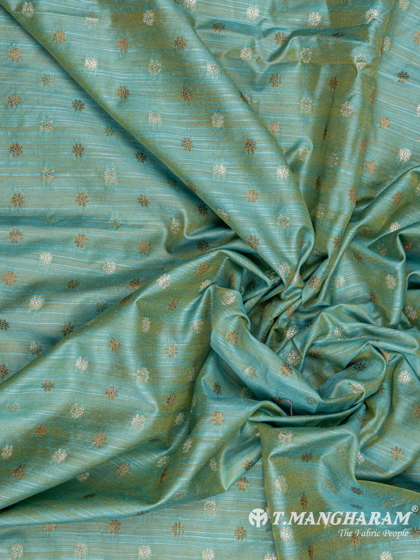 Green Semi Banaras Fabric - EC6466 view-4