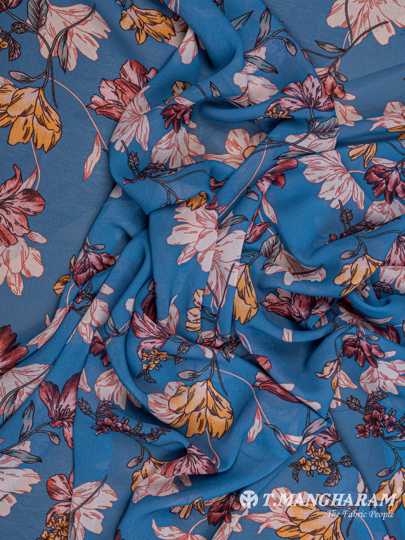 Blue Georgette Fabric - EB4813 view-4