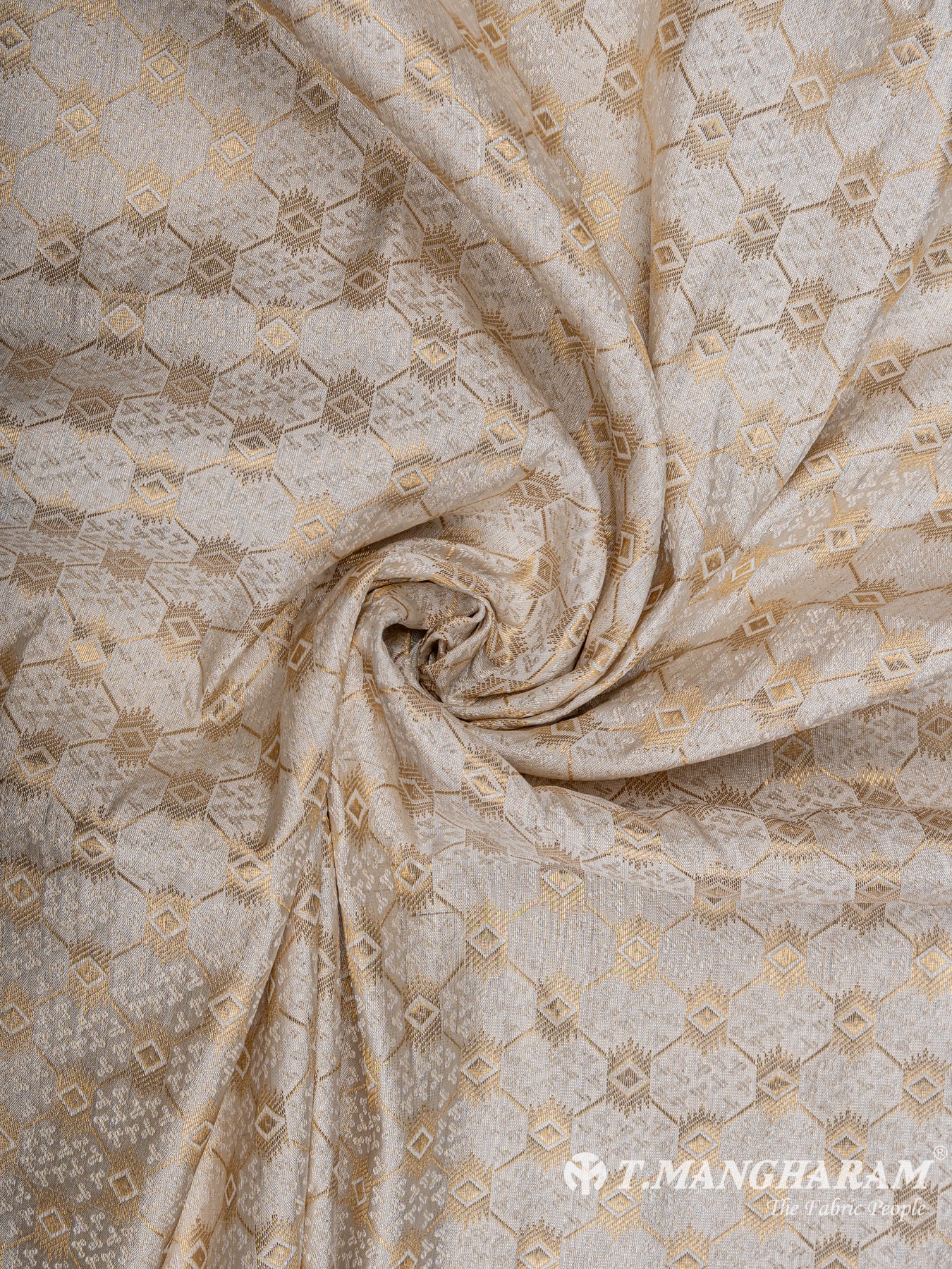 Cream Semi Banaras Fabric - EC6475 view-1