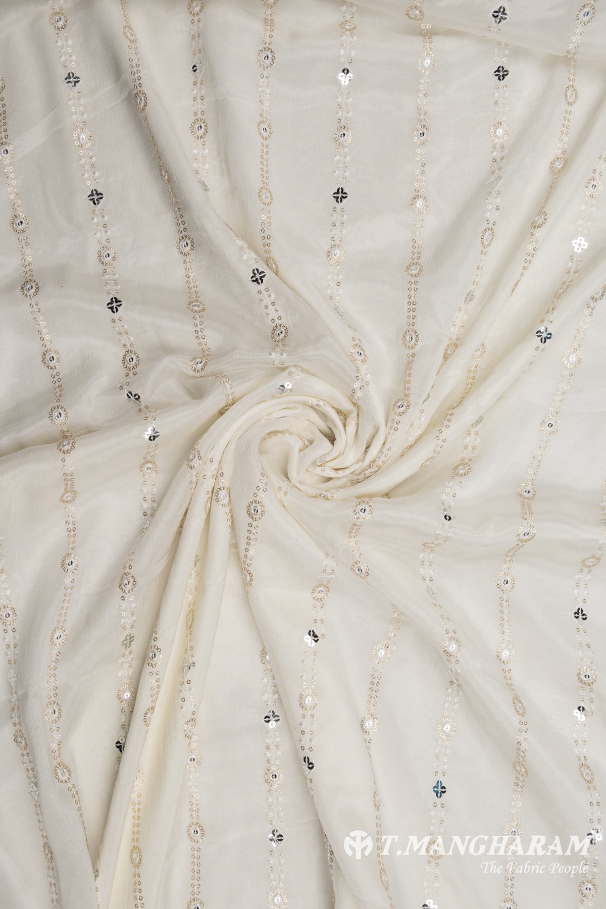 Cream Chinon Silk Fabric- EB4057 view-1