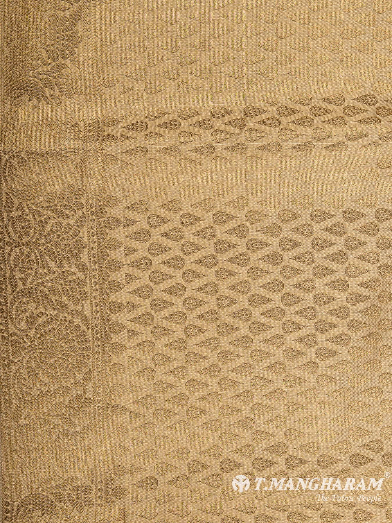 Beige Semi Banaras Fabric - EC6450 view-3