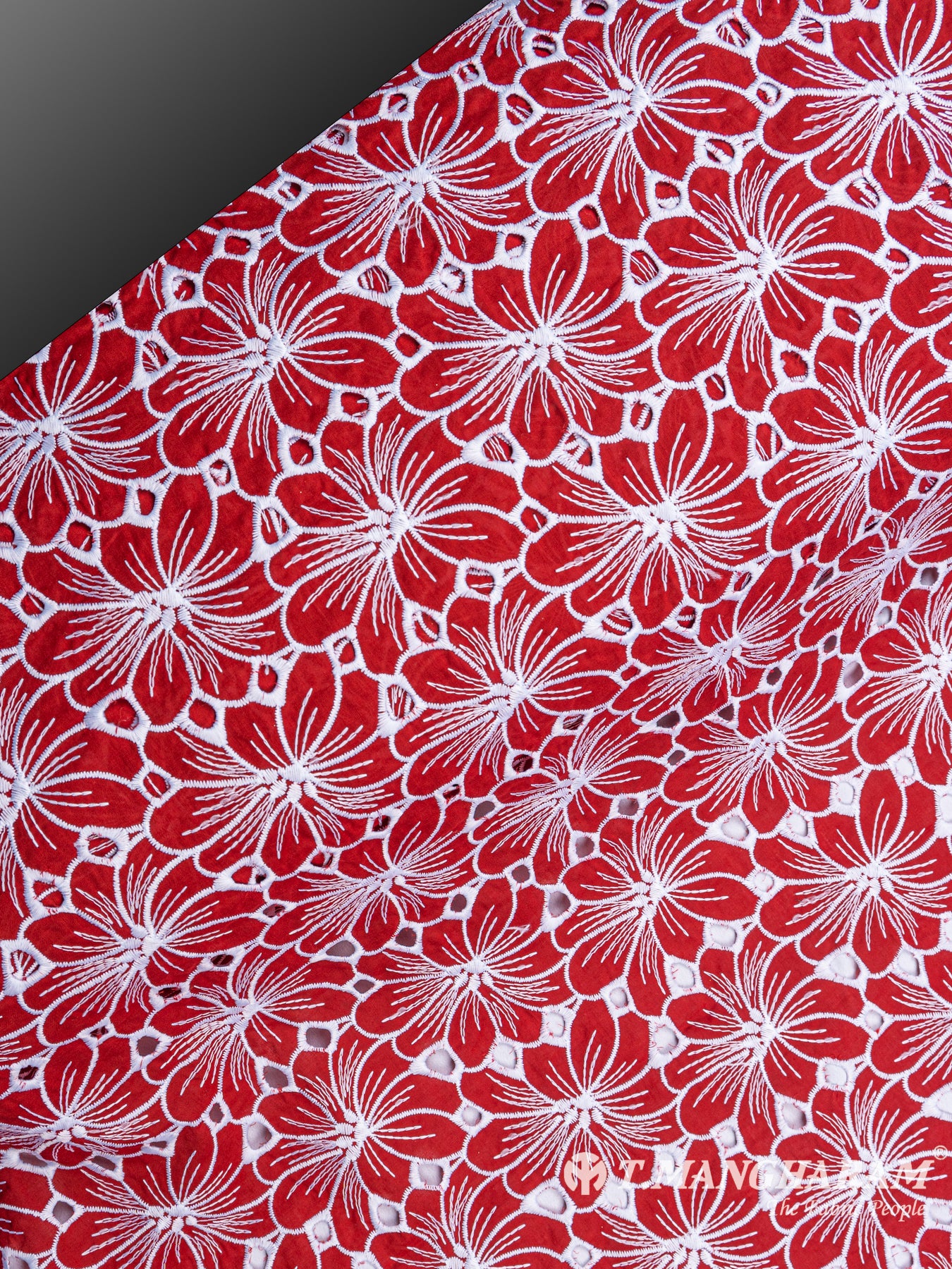 Red Cotton Embroidery Fabric - EB3978 view-2