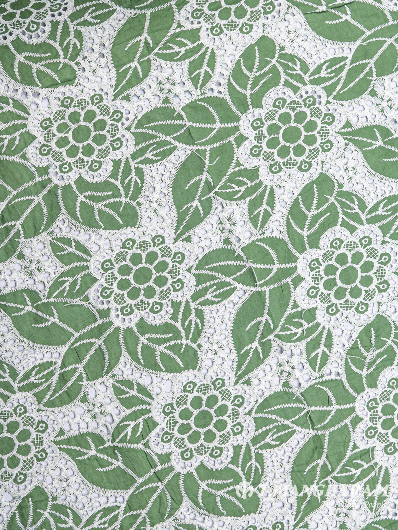 Green Cotton Embroidery Fabric - EA1692 view-3
