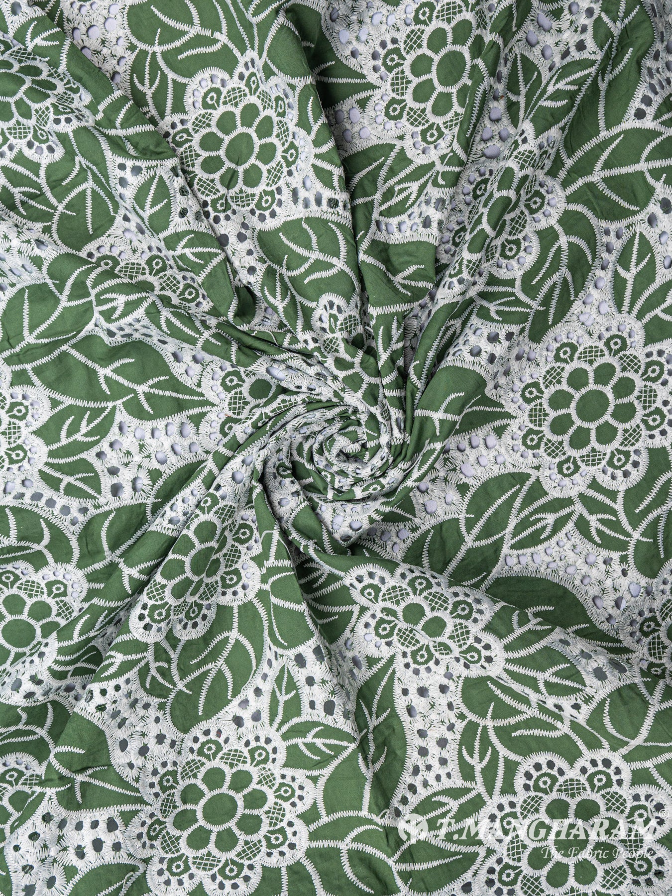 Green Cotton Embroidery Fabric - EA1692 view-1