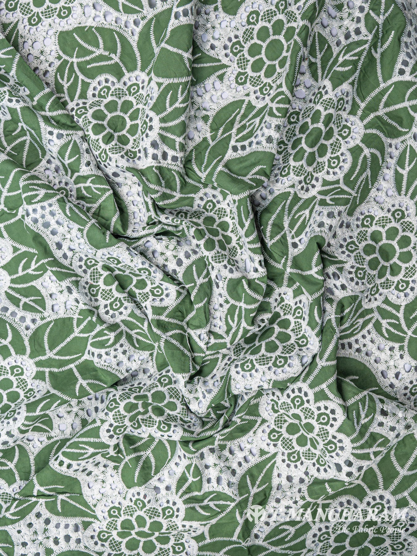Green Cotton Embroidery Fabric - EA1692 view-4