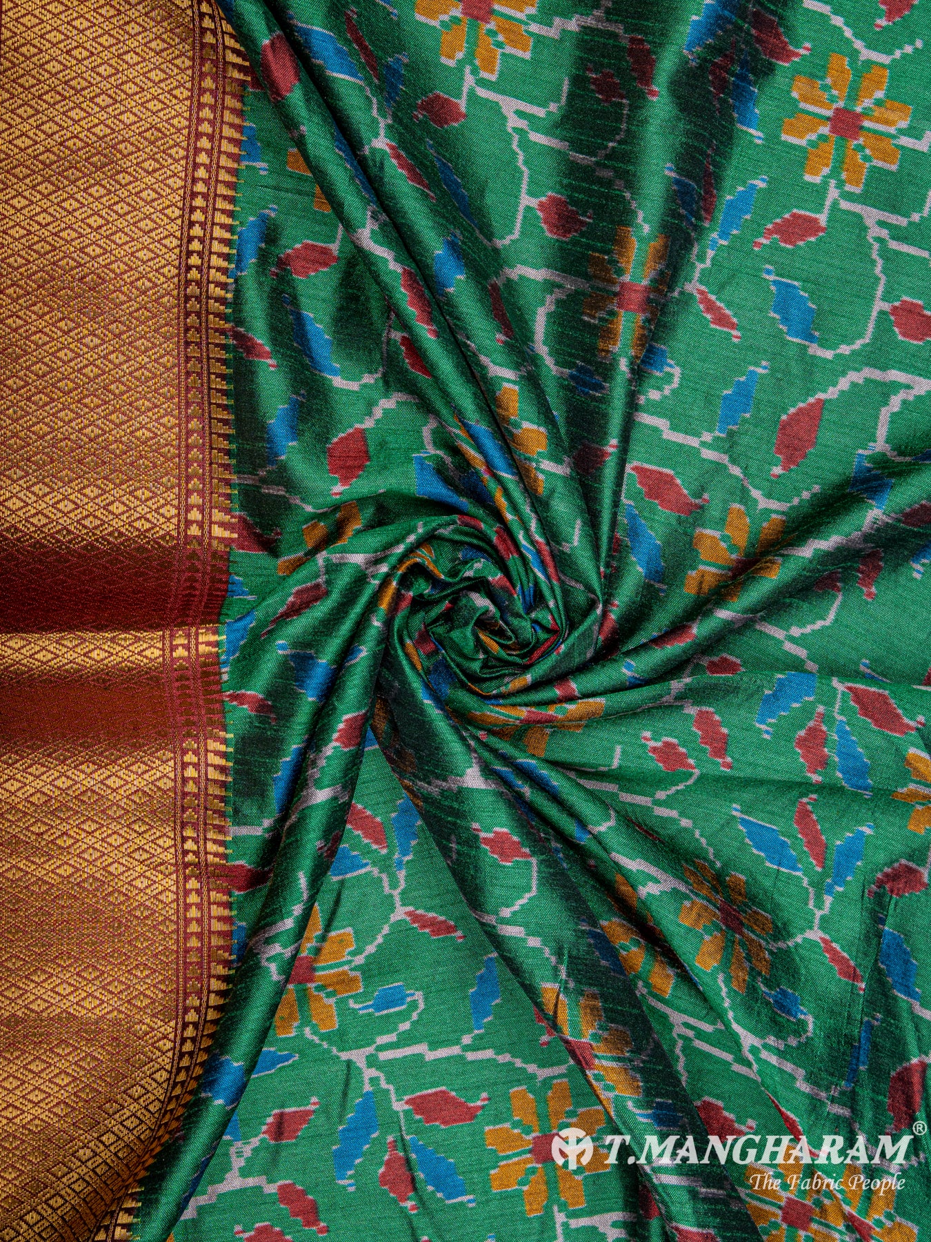 Green Semi Silk Fabric - EC6561 view-1