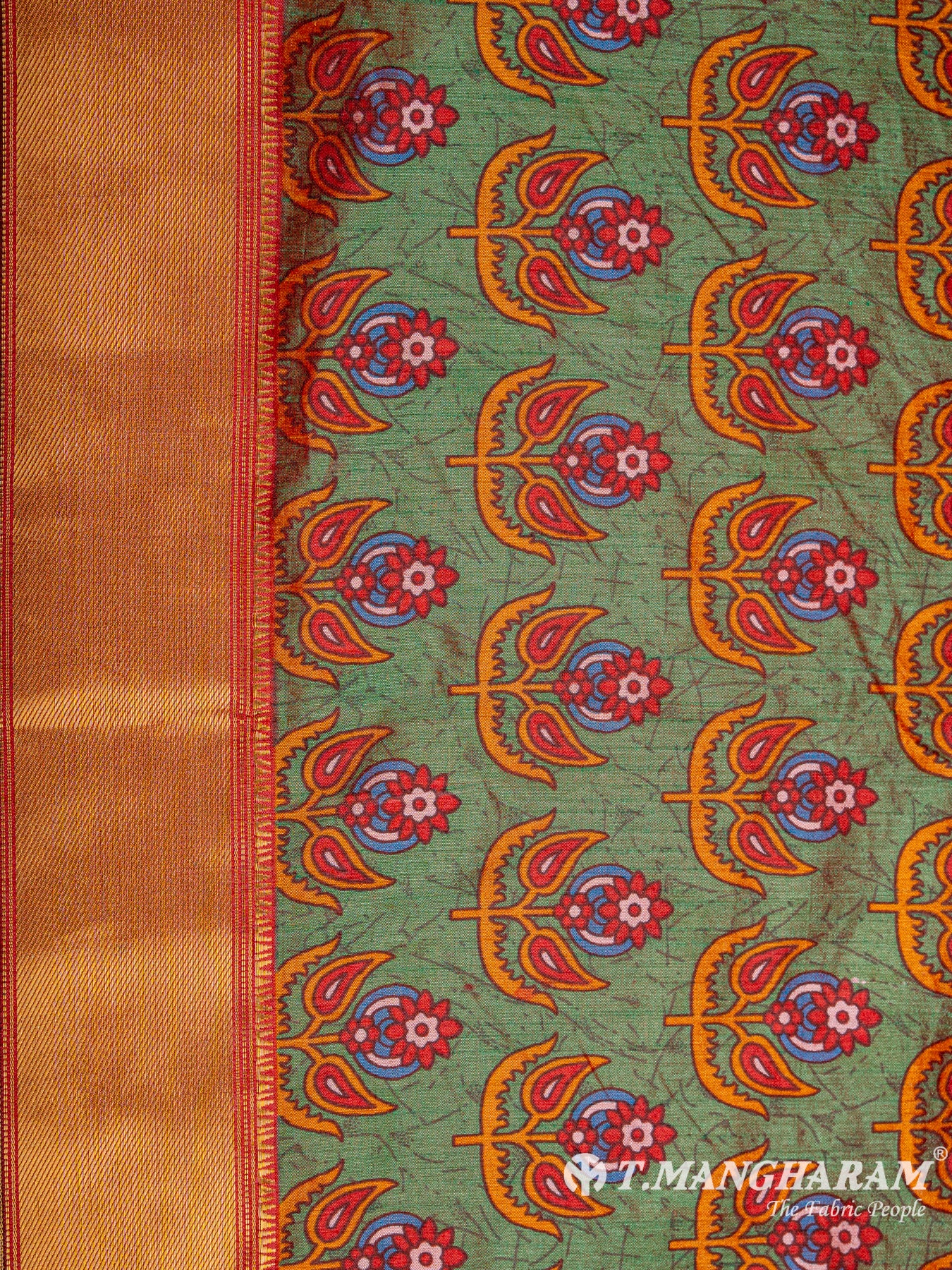 Green Semi Silk Fabric - EC6568 view-3