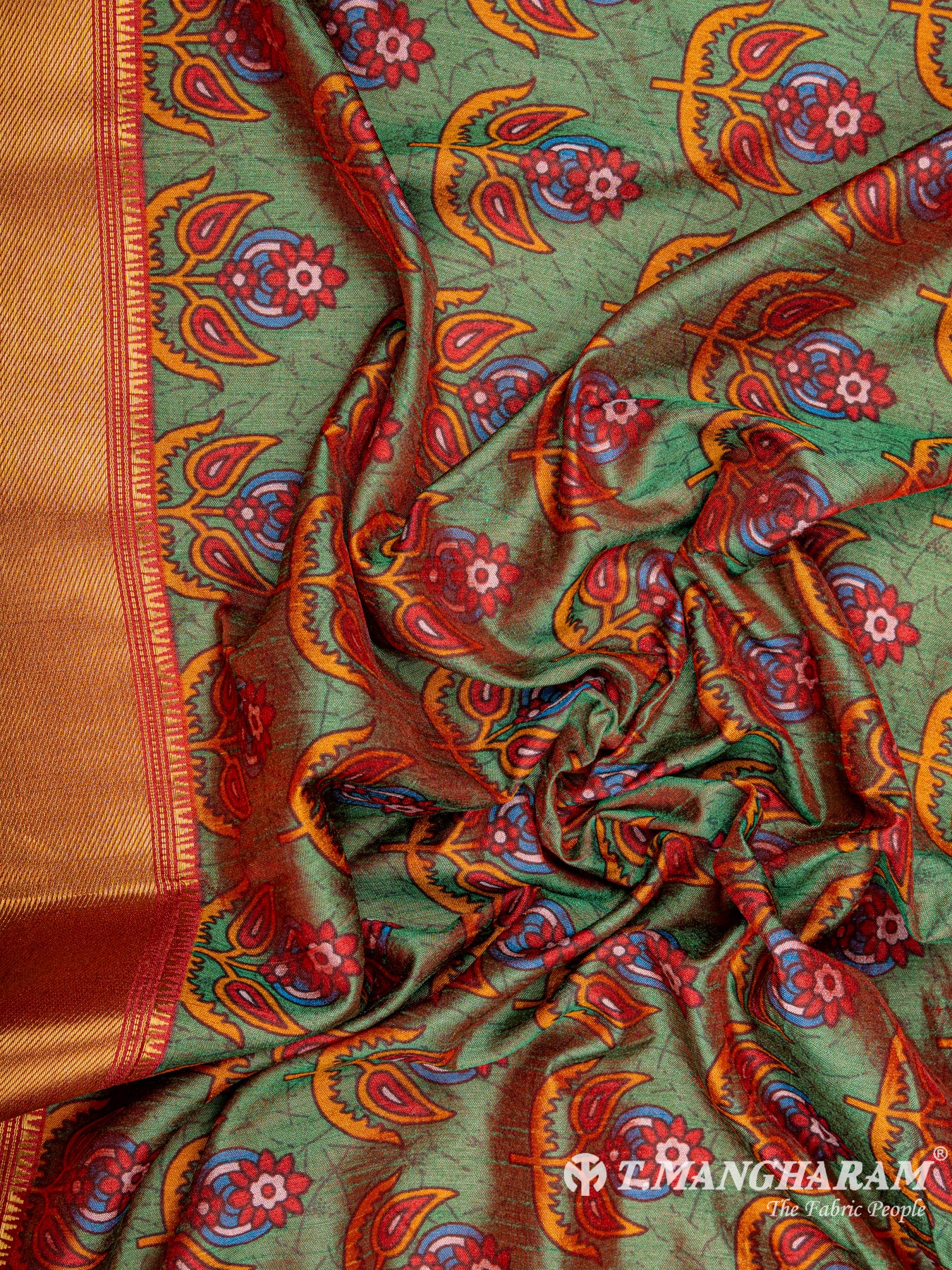 Green Semi Silk Fabric - EC6568 view-5