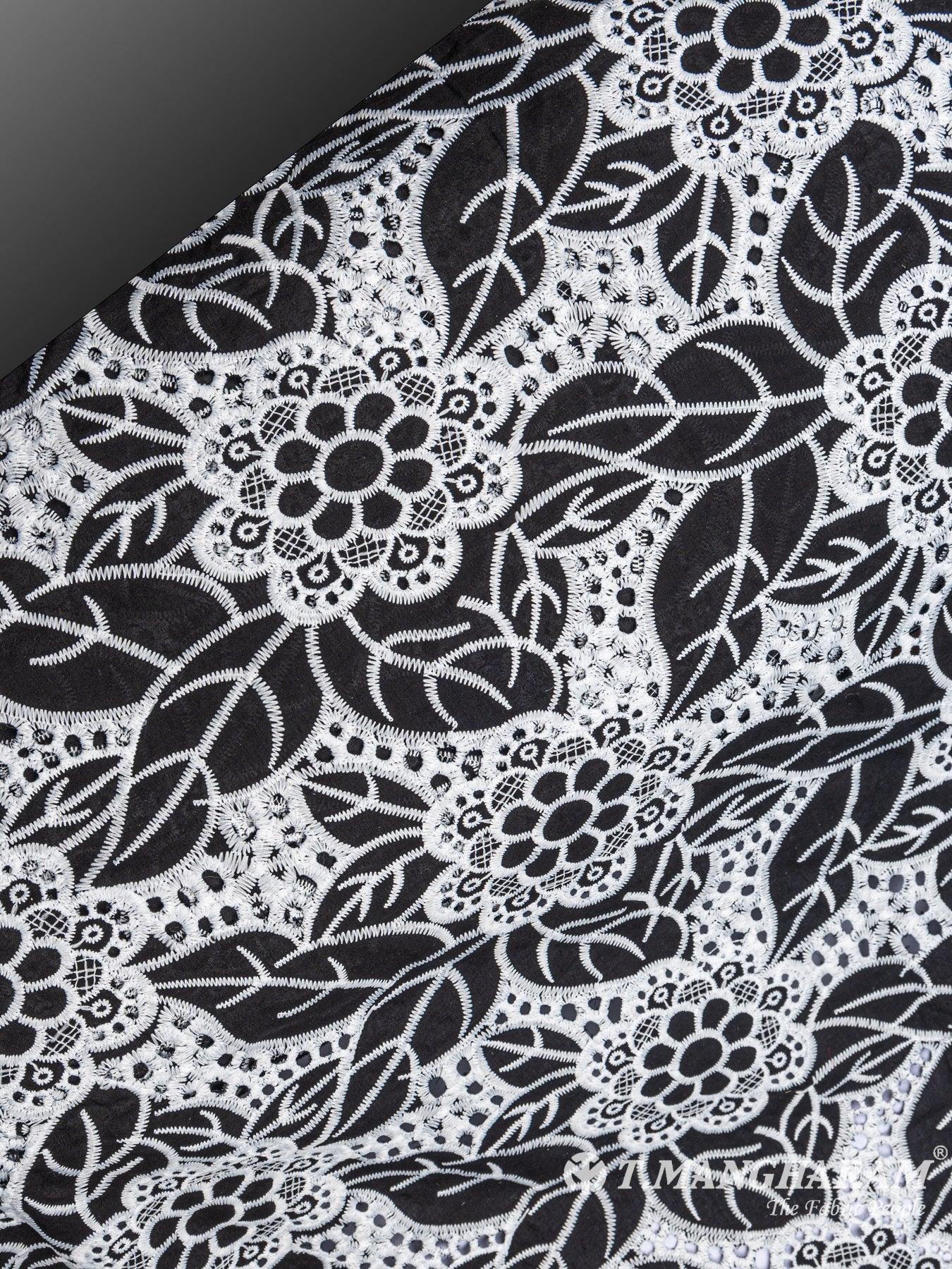 Black Cotton Embroidery Fabric - EA1694 view-2