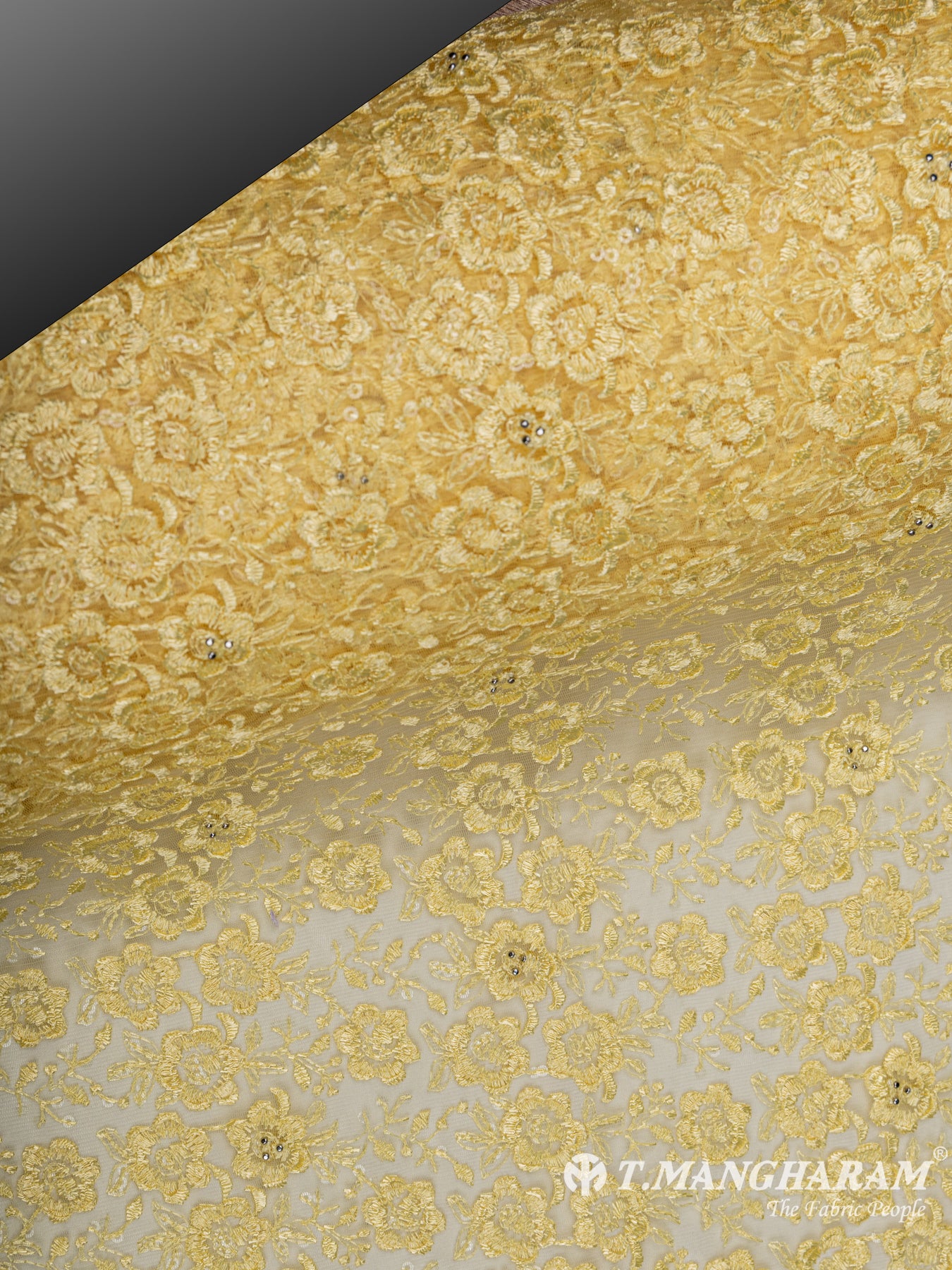 Yellow Net Embroidery Fabric - EC6523 view-2