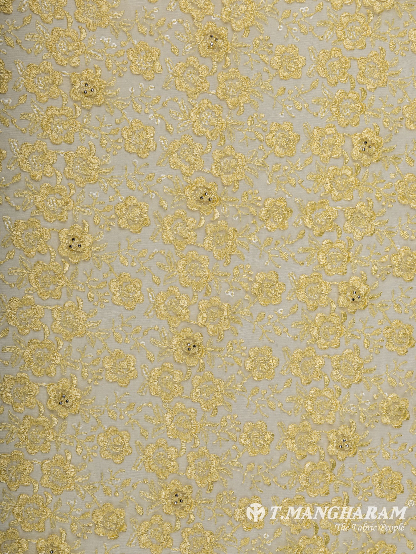 Yellow Net Embroidery Fabric - EC6523 view-3