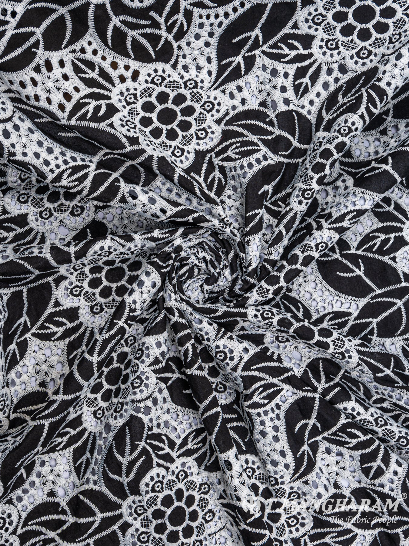 Black Cotton Embroidery Fabric - EA1694 view-1