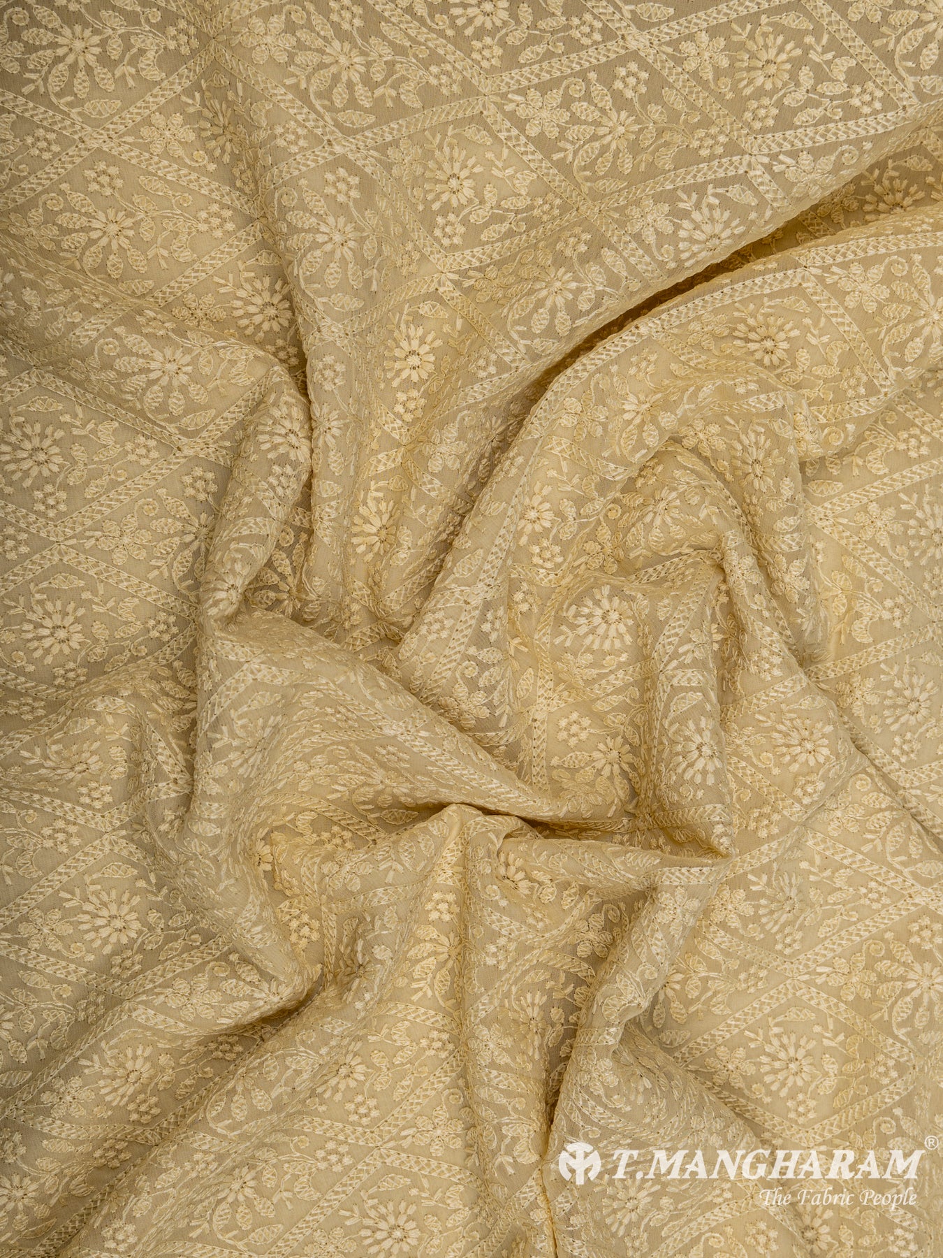 Yellow Georgette Embroidery Fabric - EC6536 view-4