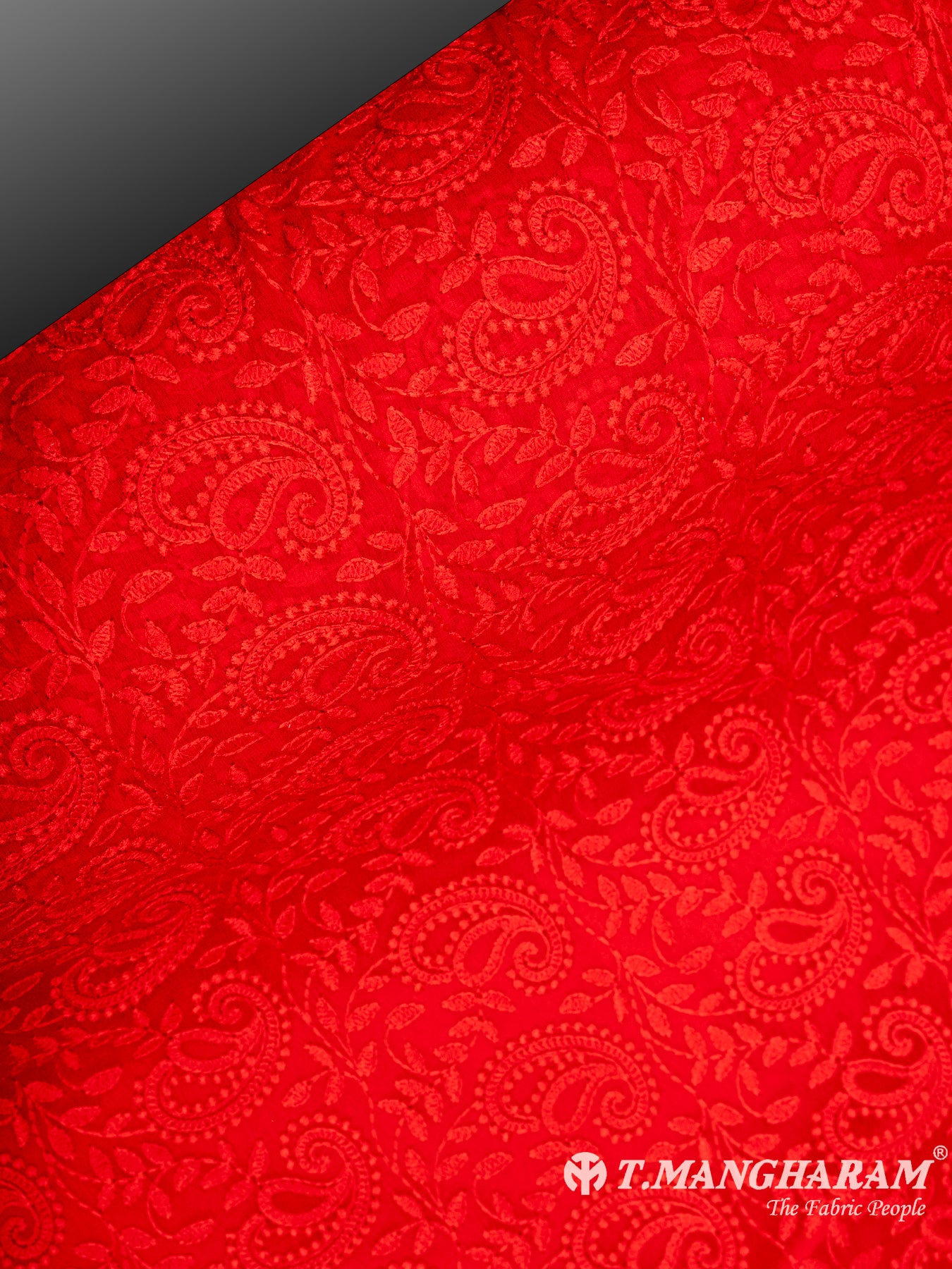 Red Georgette Embroidery Fabric - EC6528 view-2