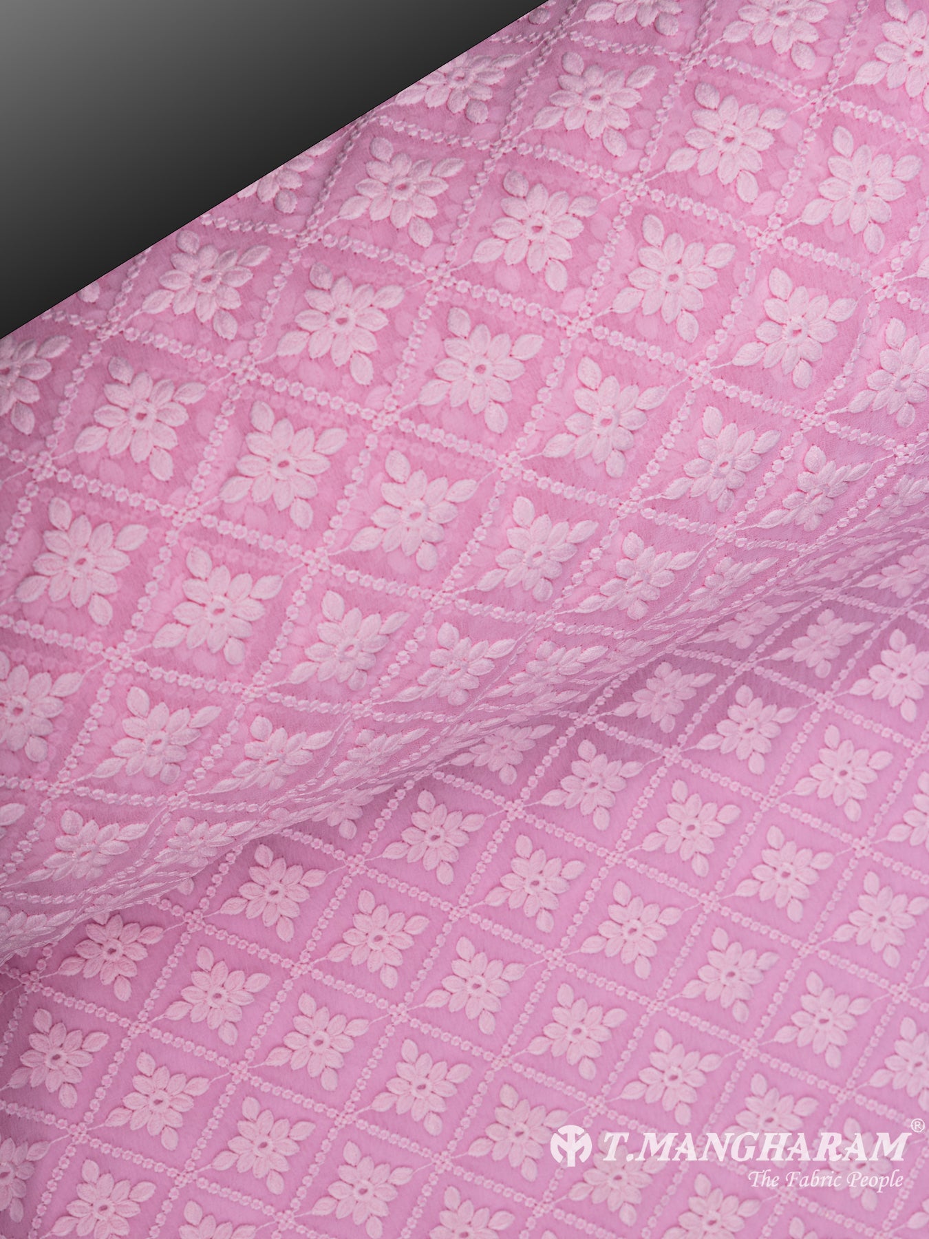 Pink Georgette Embroidery Fabric - EC6544 view-2