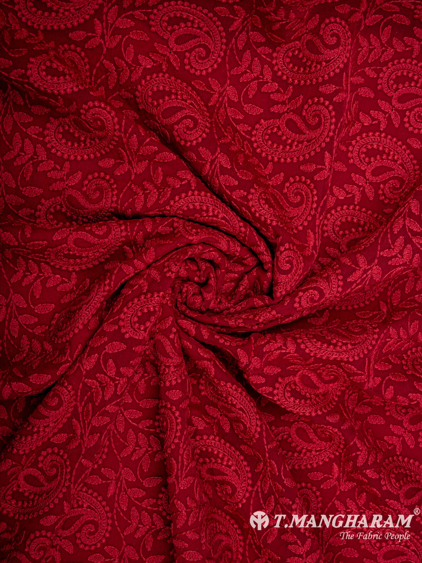 Maroon Georgette Embroidery Fabric - EC6530 view-1