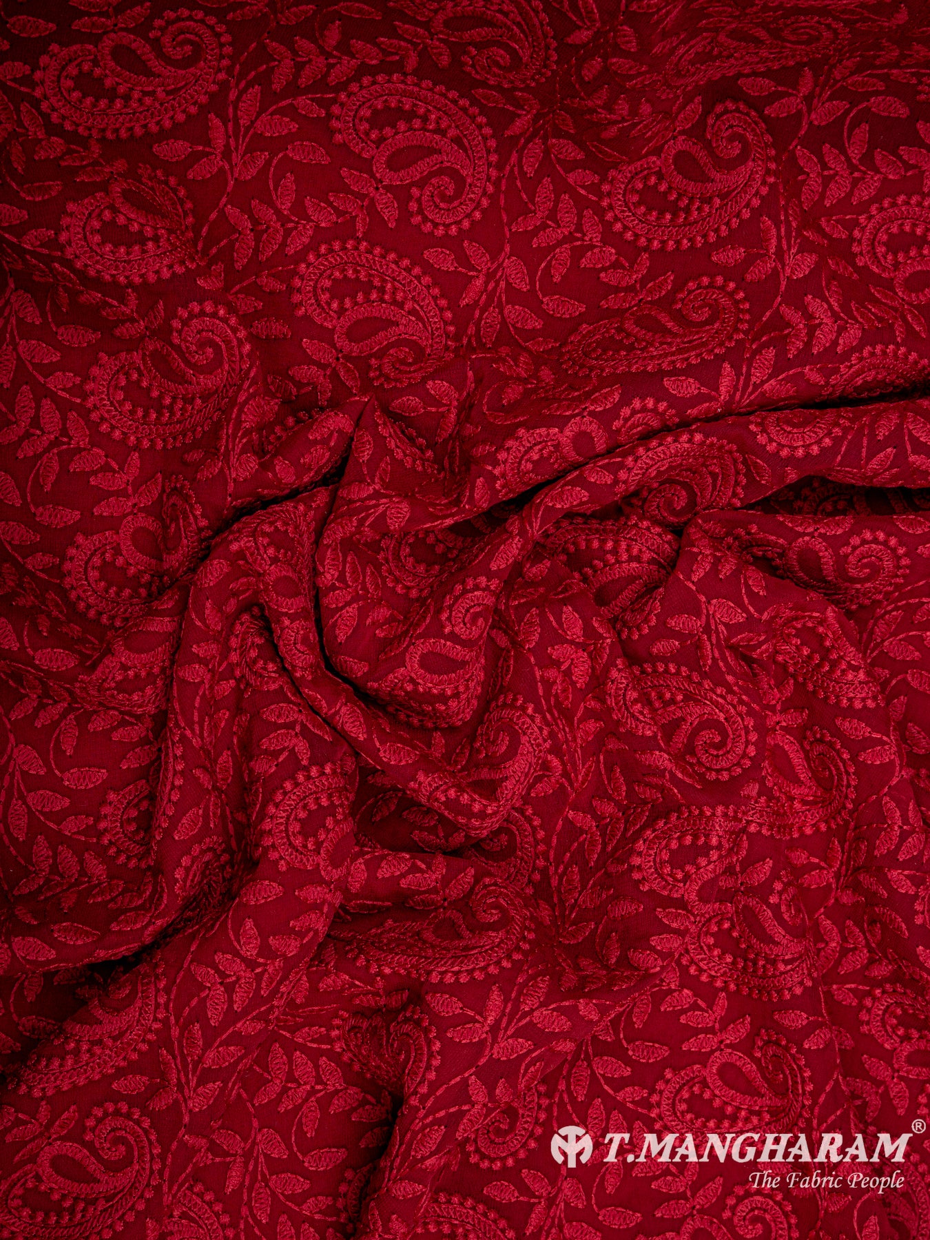 Maroon Georgette Embroidery Fabric - EC6530 view-4