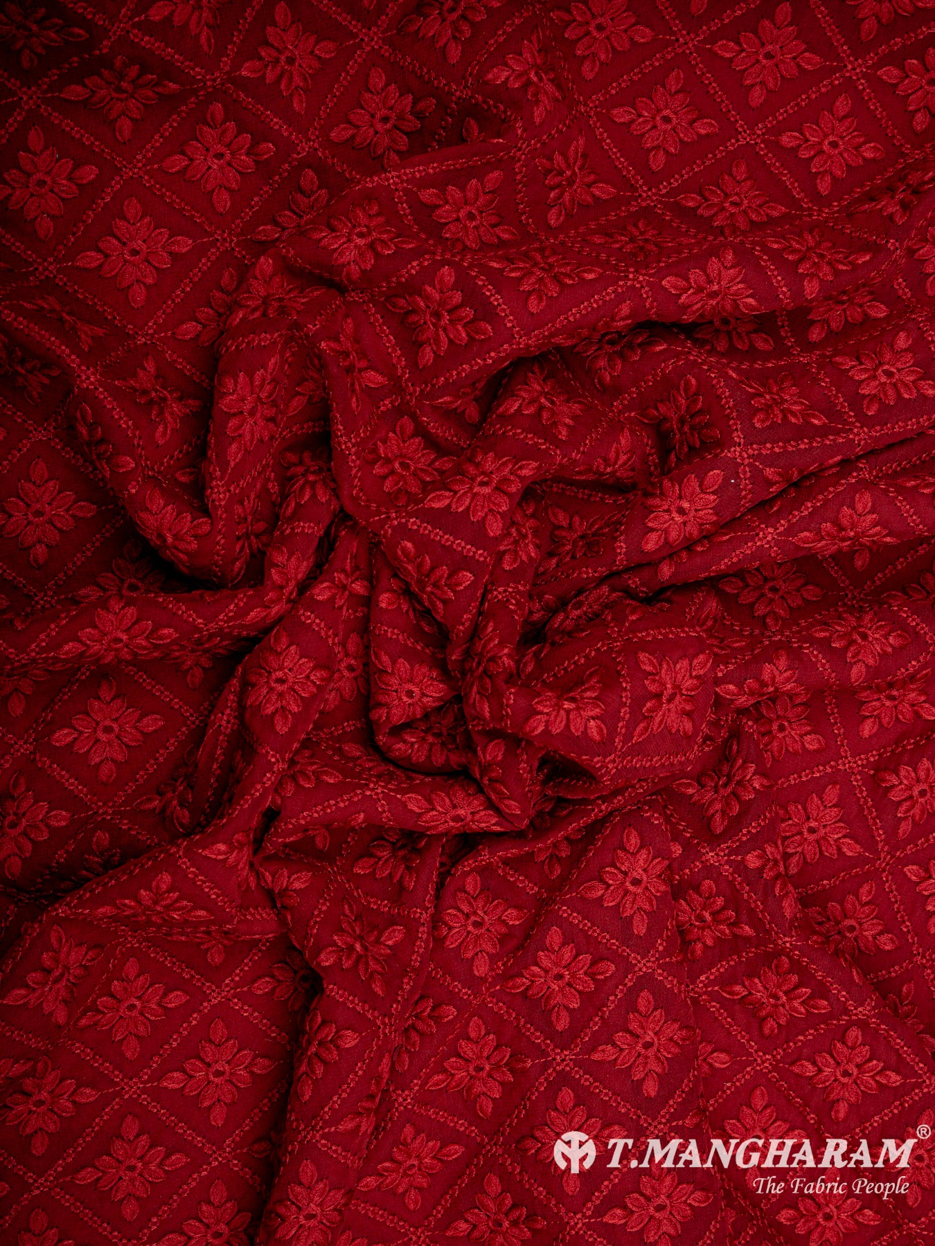 Maroon Georgette Embroidery Fabric - EC6540 view-4