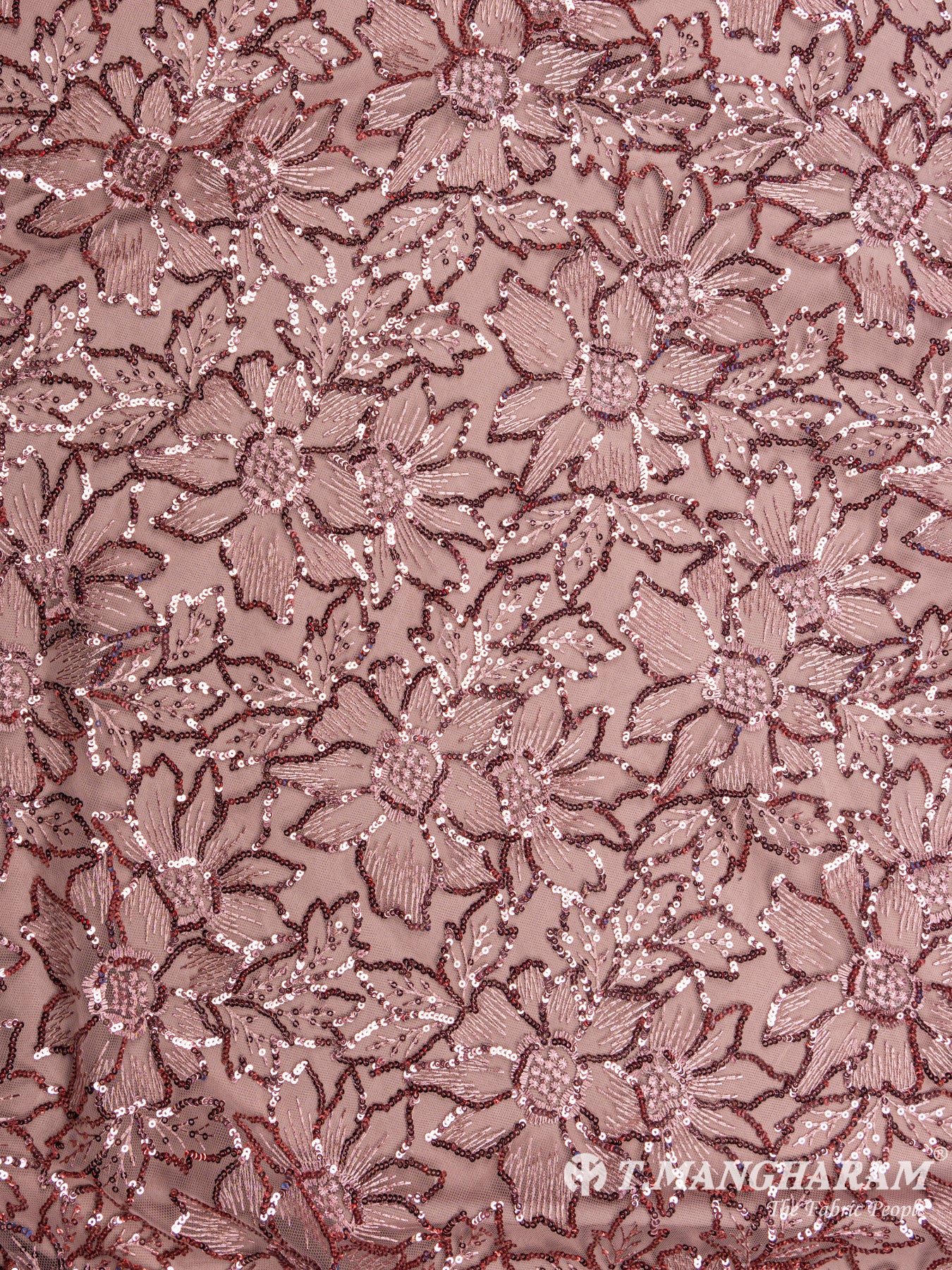 Peach Sequin Net Fabric - EA1763 view-3