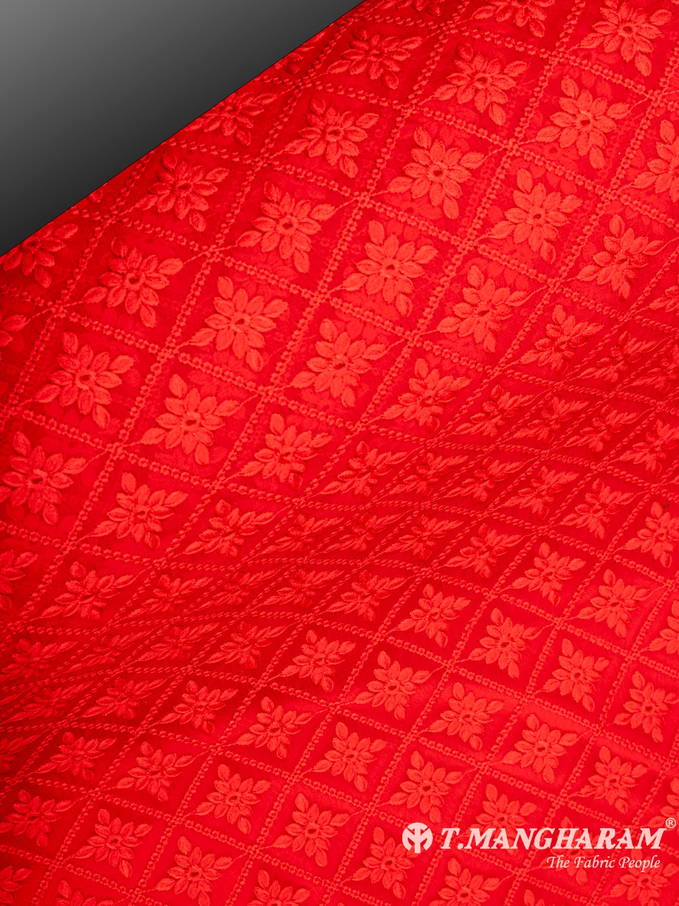 Red Georgette Embroidery Fabric - EC6542 view-2