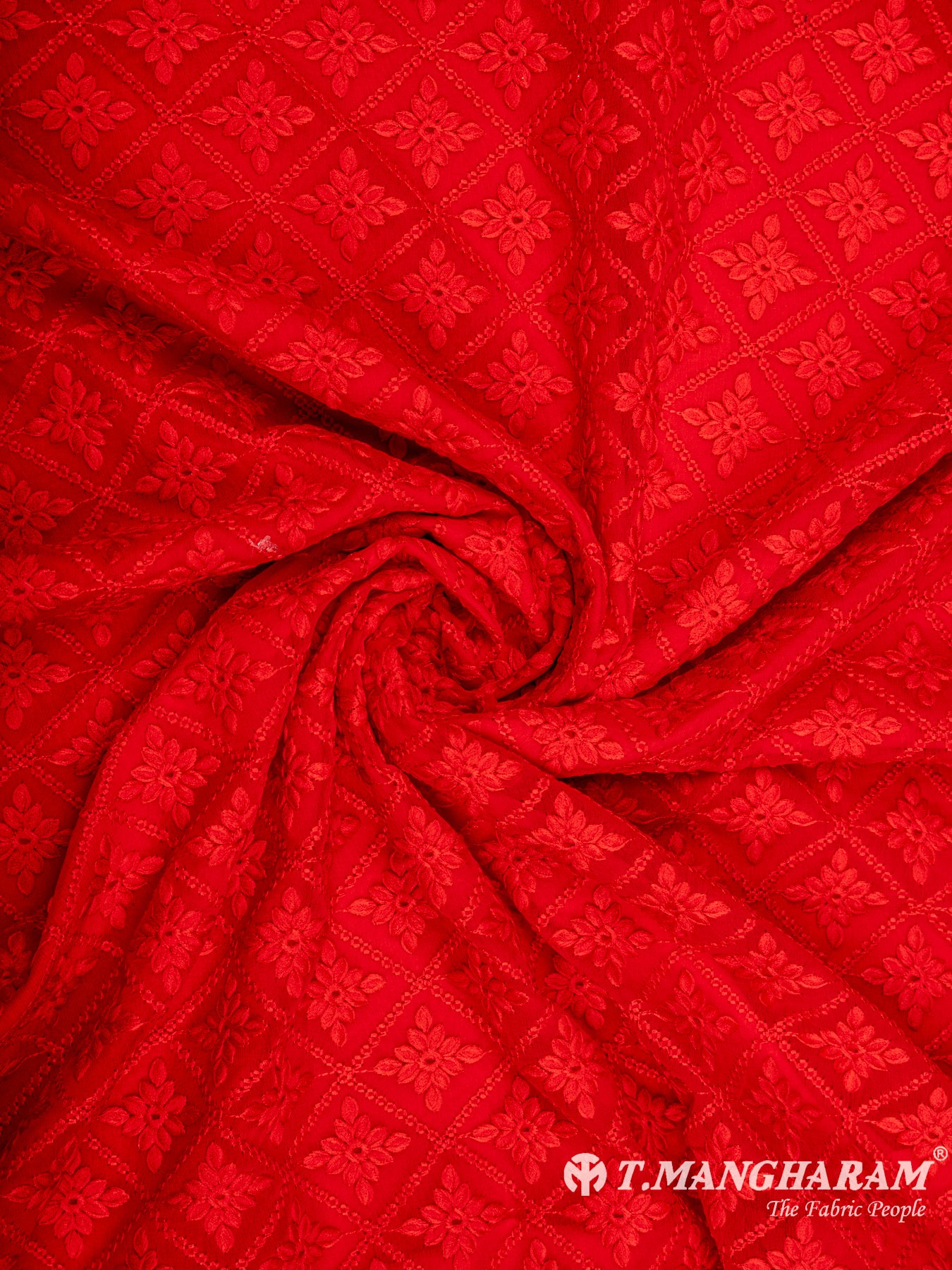 Red Georgette Embroidery Fabric - EC6542 view-1