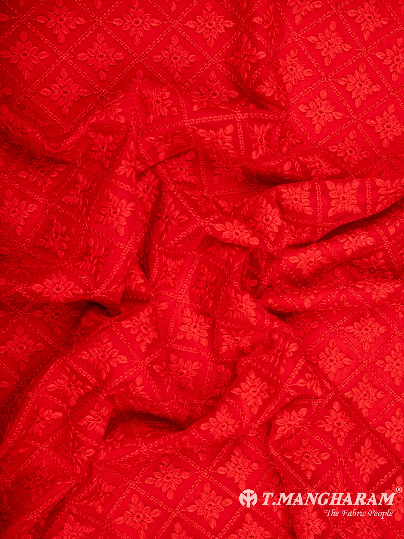 Red Georgette Embroidery Fabric - EC6542 view-4
