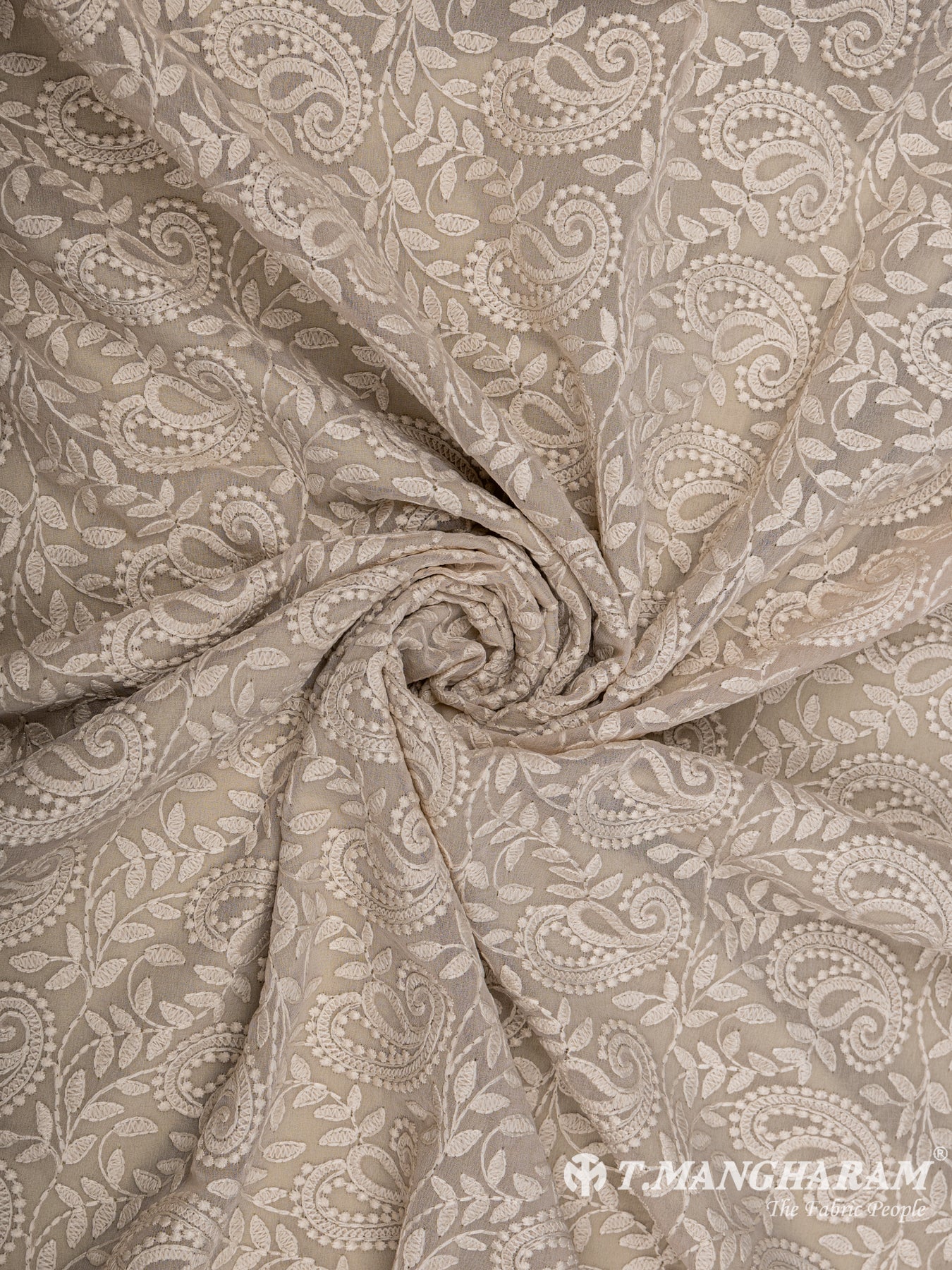 Beige Georgette Embroidery Fabric - EC6533 view-1