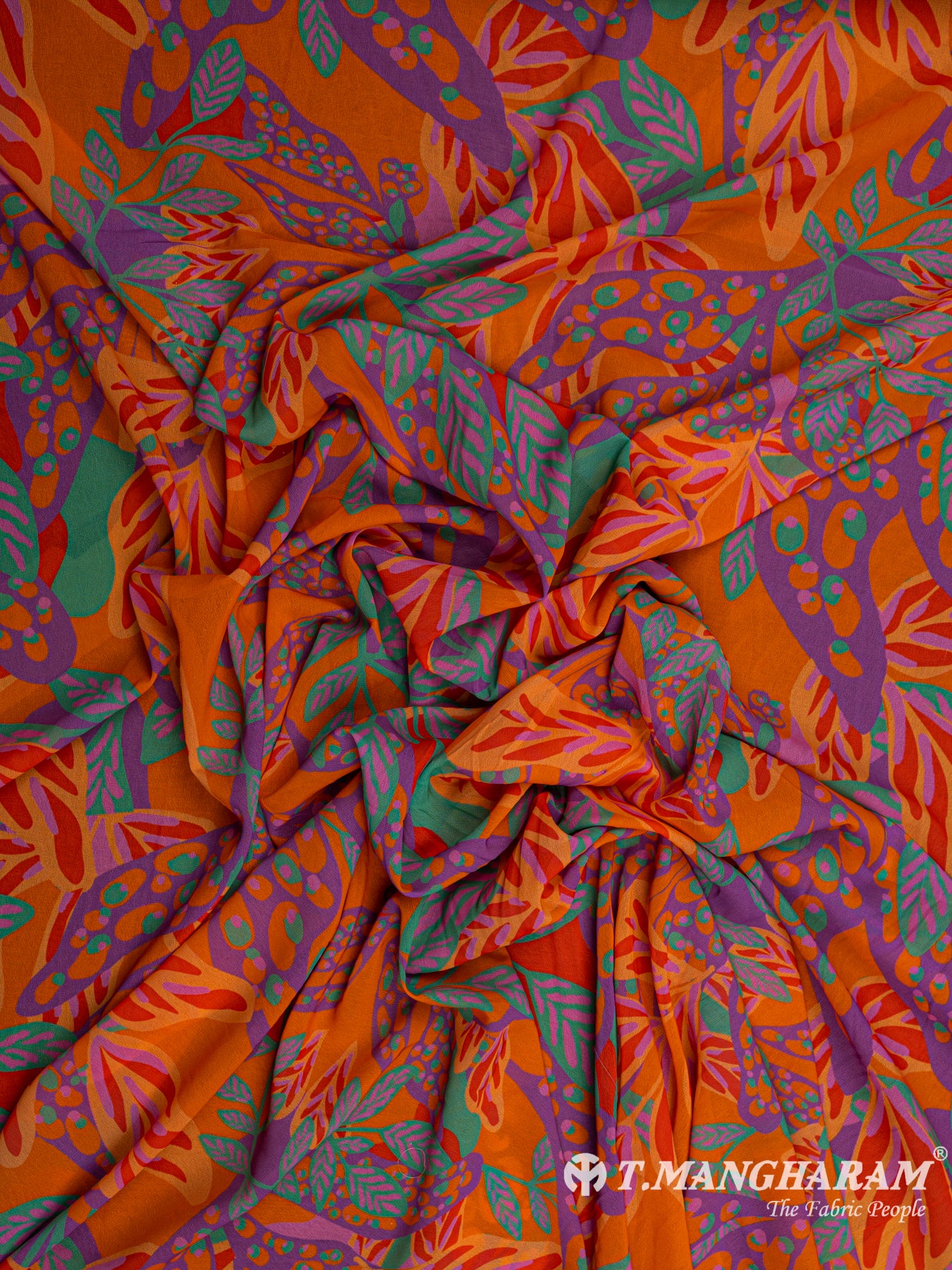 Orange Georgette Fabric - EC5091 view-4
