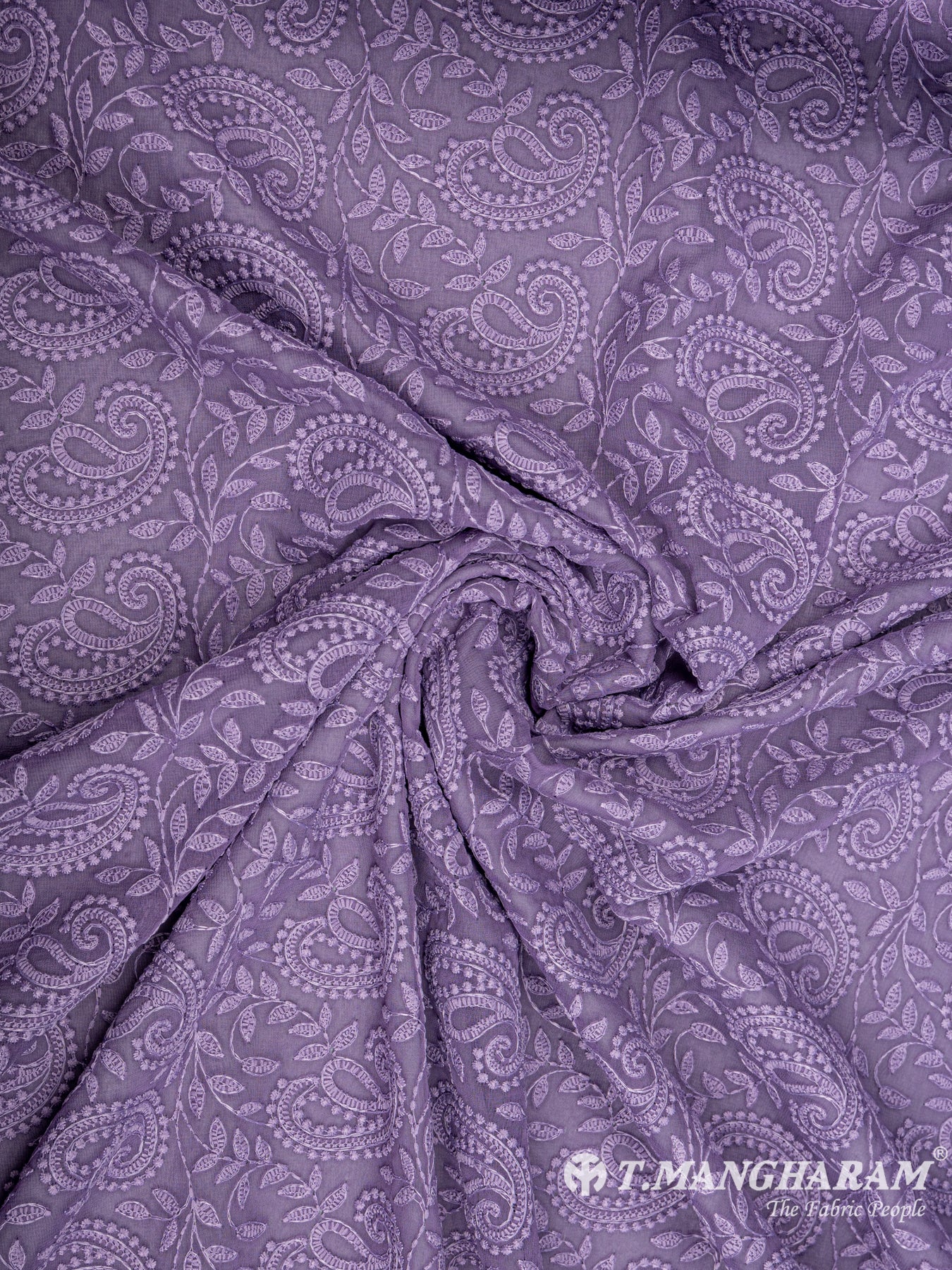 Violet Georgette Embroidery Fabric - EC6532 view-1