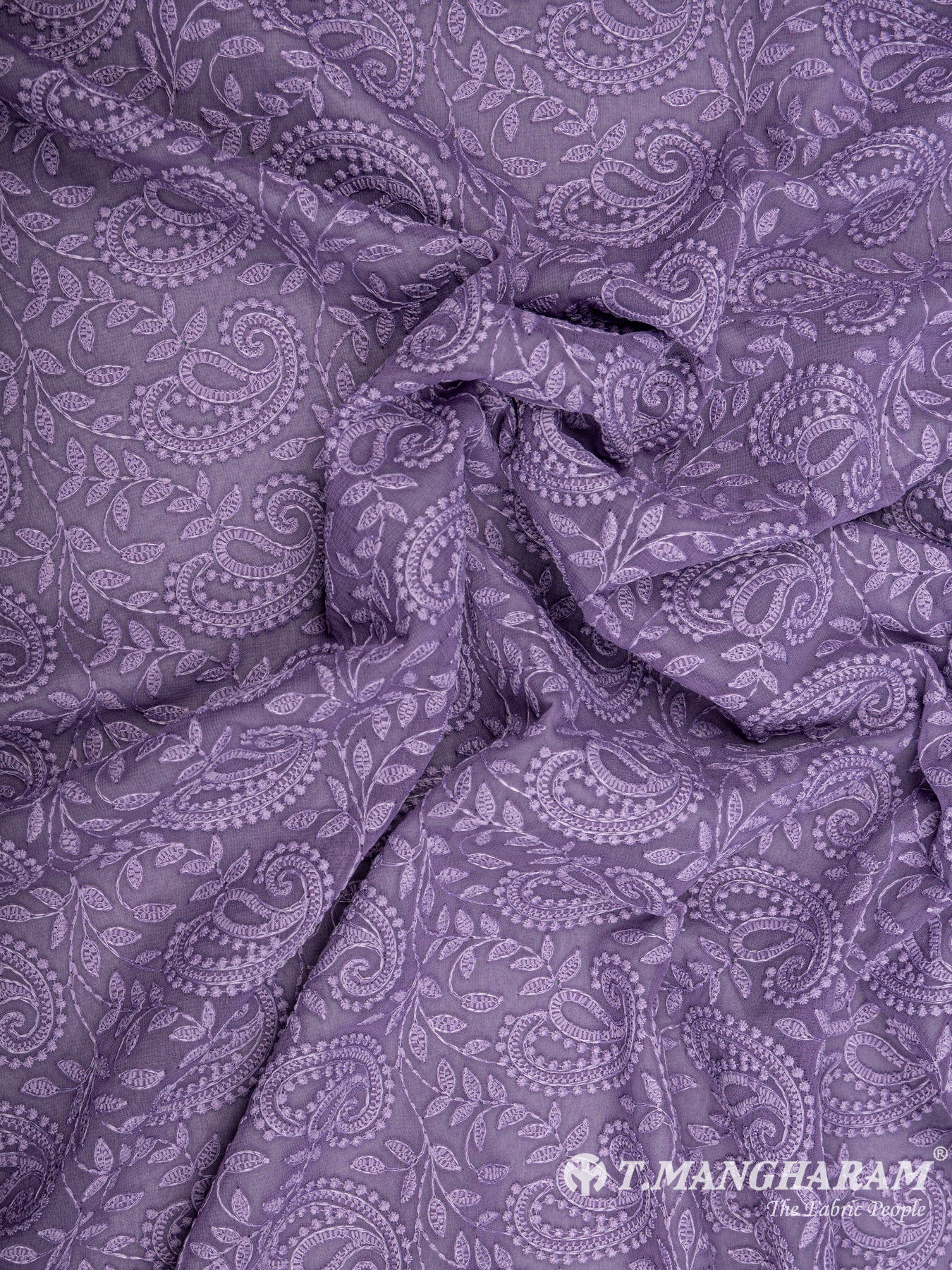 Violet Georgette Embroidery Fabric - EC6532 view-4