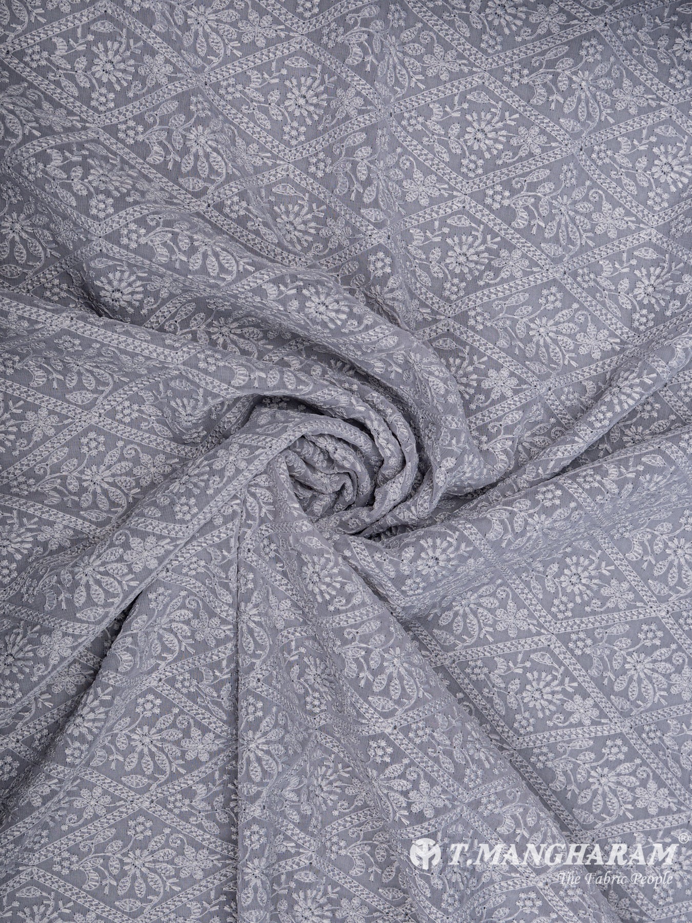Grey Georgette Embroidery Fabric - EC6535 view-1