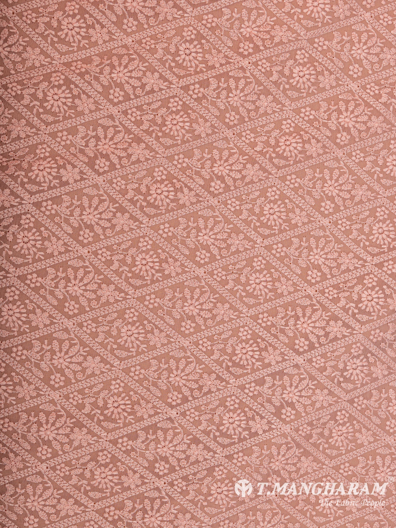 Peach Georgette Embroidery Fabric - EC6537 view-3