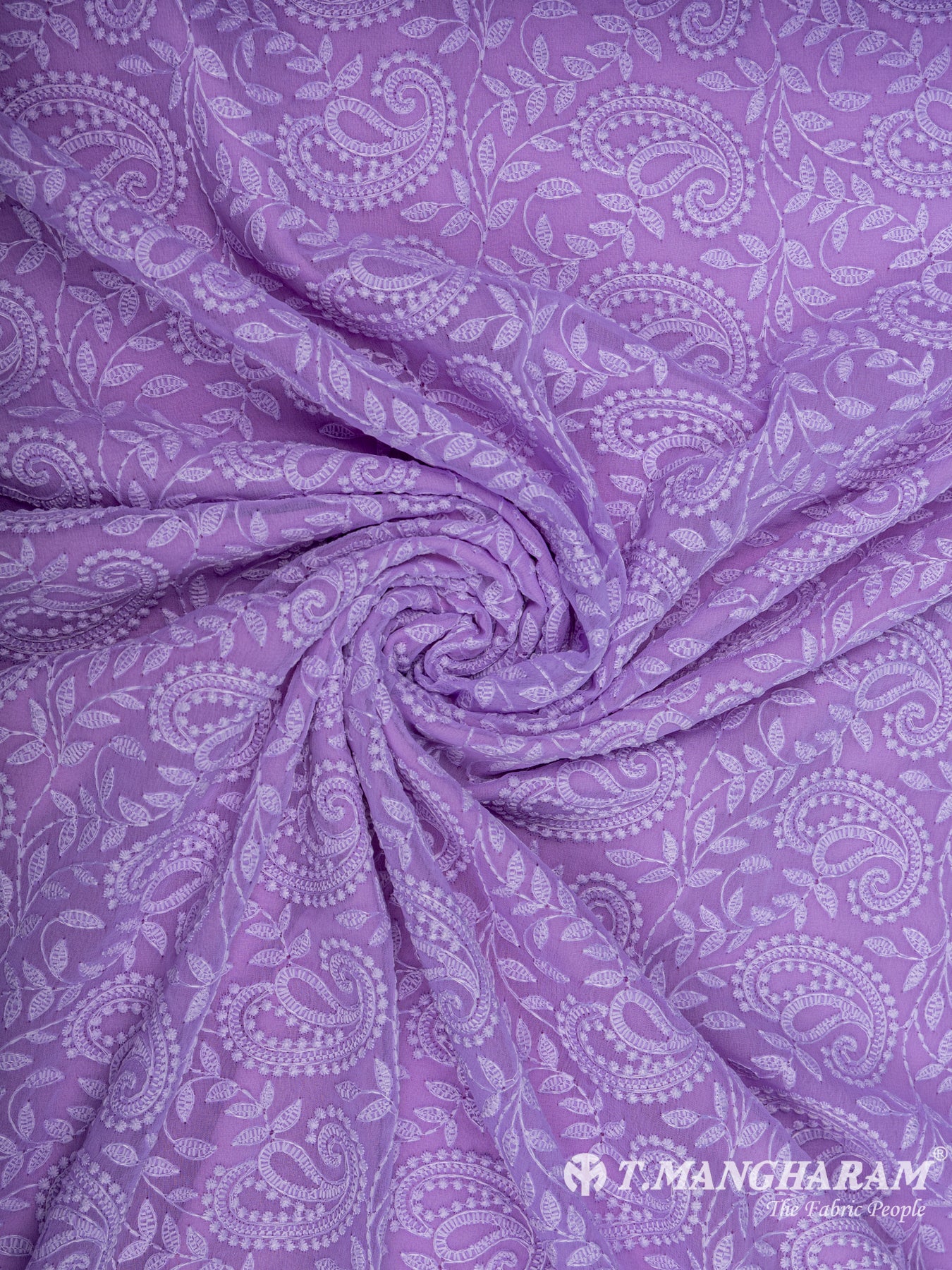 Violet Georgette Embroidery Fabric - EC6531 view-1