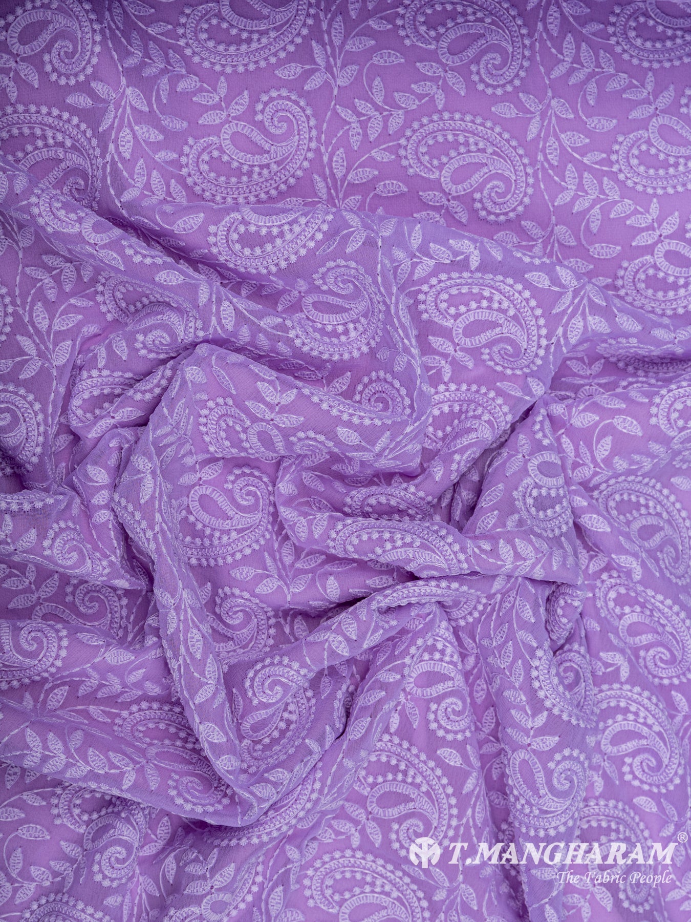 Violet Georgette Embroidery Fabric - EC6531 view-4