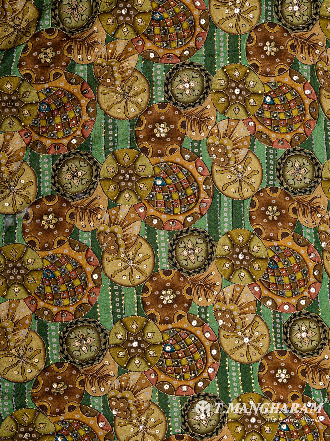 Green Chinon Silk Fabric- EC4731 view-3