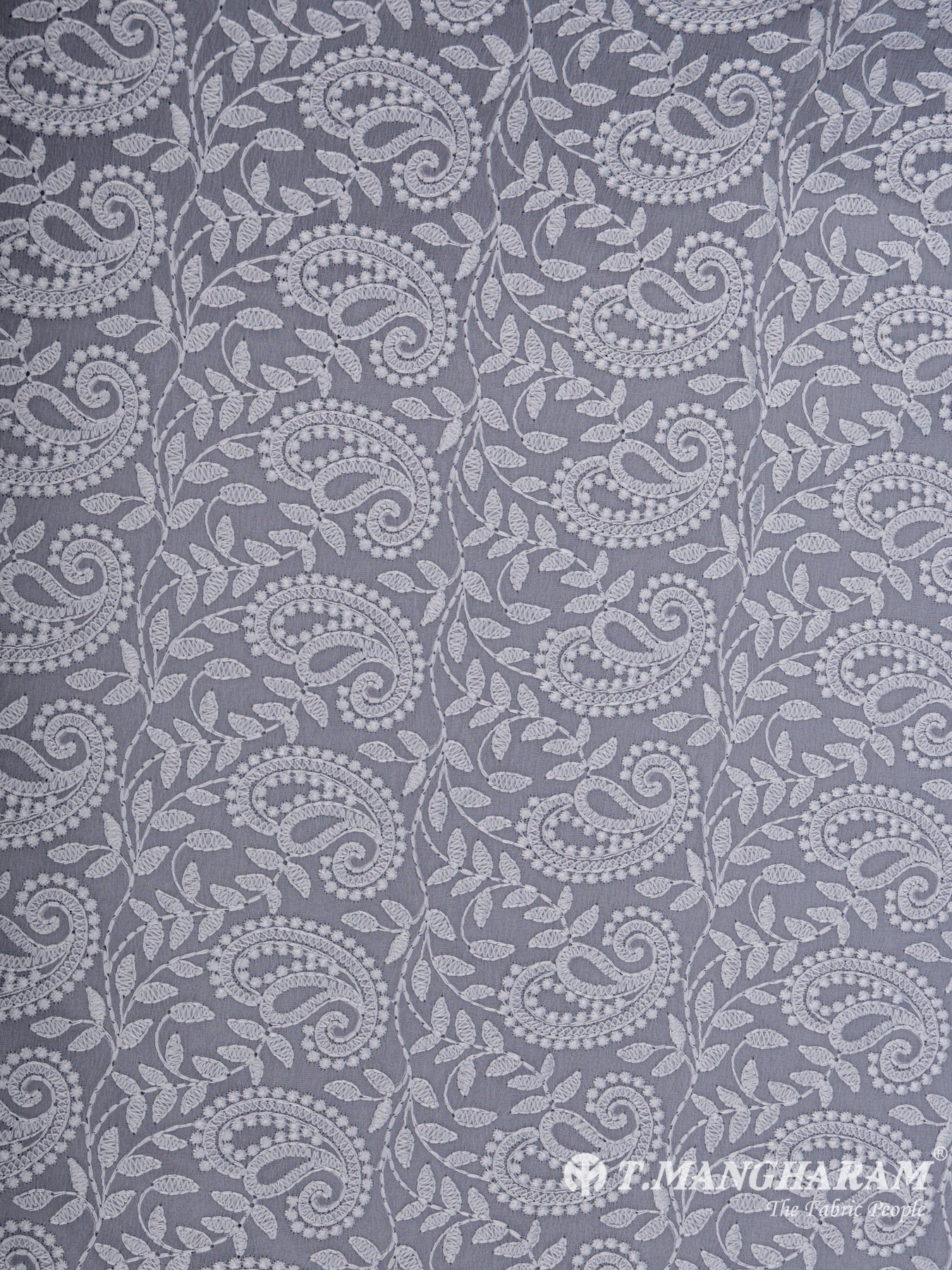 Grey Georgette Embroidery Fabric - EC6534 view-3