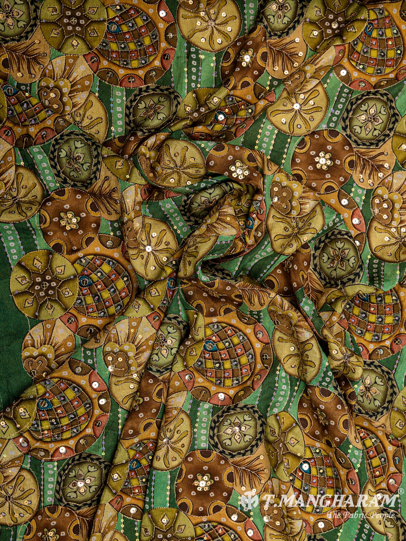 Green Chinon Silk Fabric- EC4731 view-4